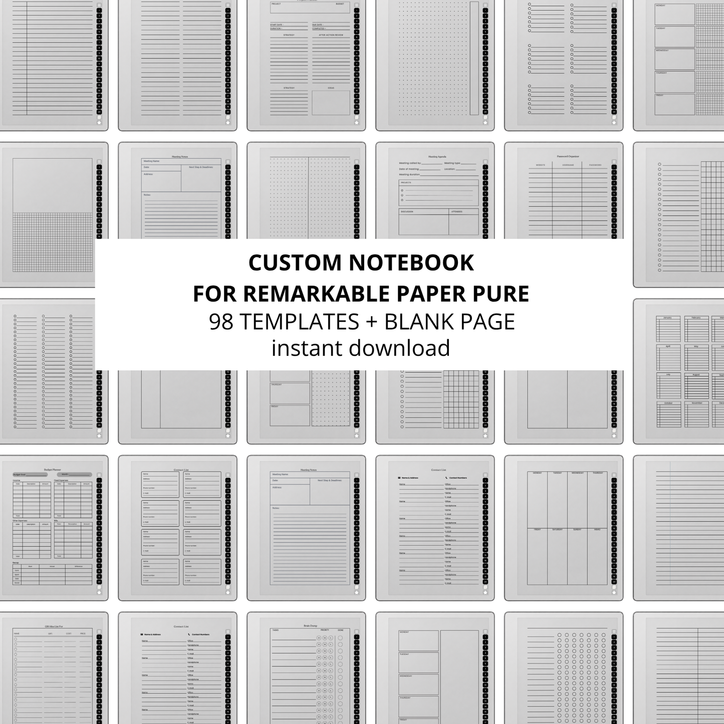 Custom Infinite Notebook for reMarkable Paper Pure