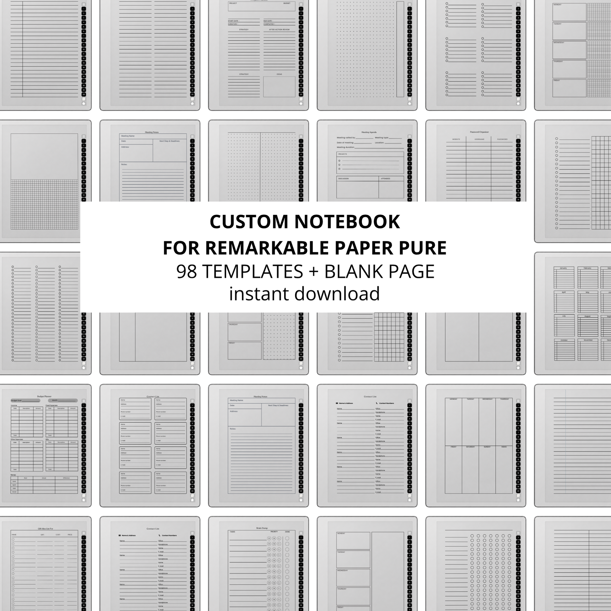Custom Infinite Notebook for reMarkable Paper Pure