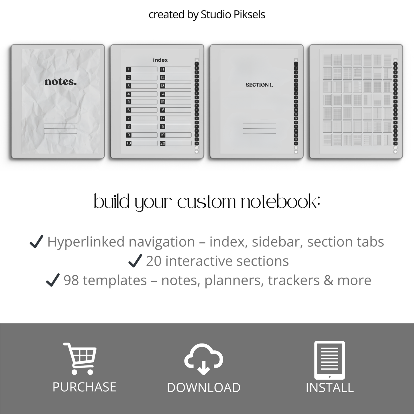 Custom Infinite Notebook for reMarkable Paper Pure