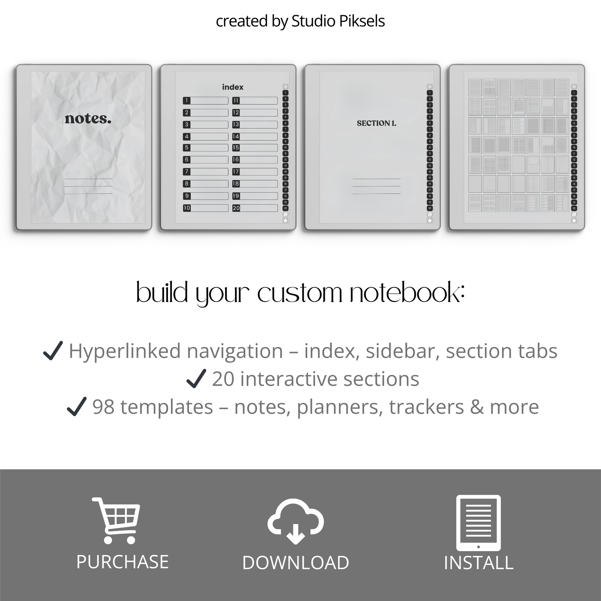 Custom Infinite Notebook for reMarkable Paper Pure