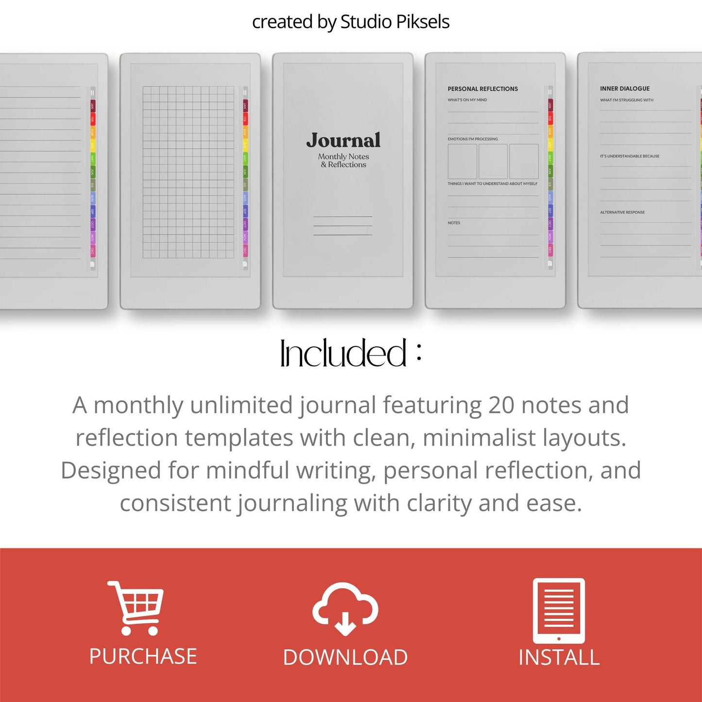 Unlimited custom reflection journal for reMarkable Paper Pro Move with hyperlinked templates.