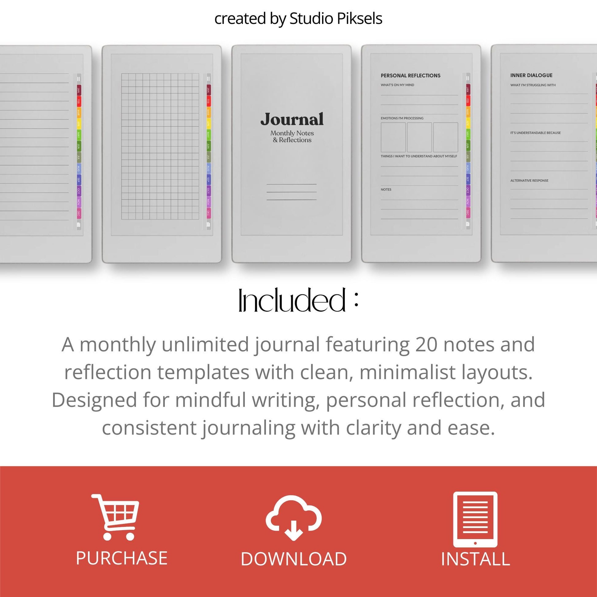 Unlimited custom reflection journal for reMarkable Paper Pro Move with hyperlinked templates.