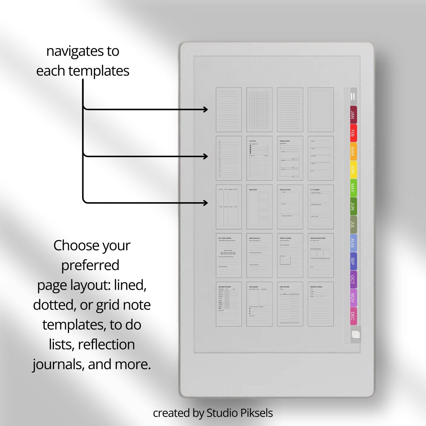 Unlimited custom reflection journal for reMarkable Paper Pro Move with hyperlinked templates.
