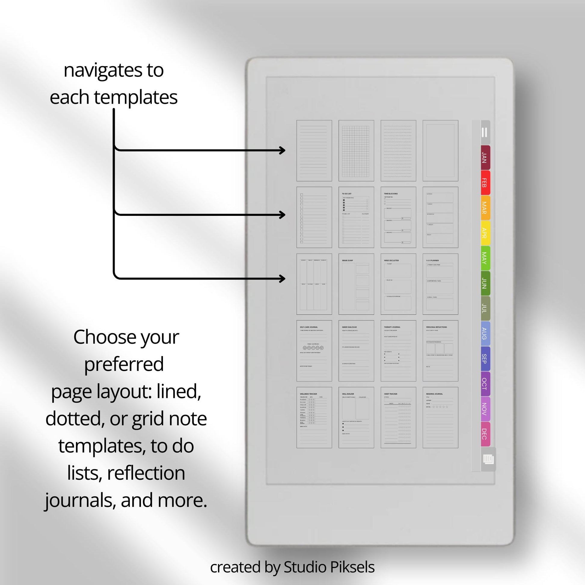 Unlimited custom reflection journal for reMarkable Paper Pro Move with hyperlinked templates.