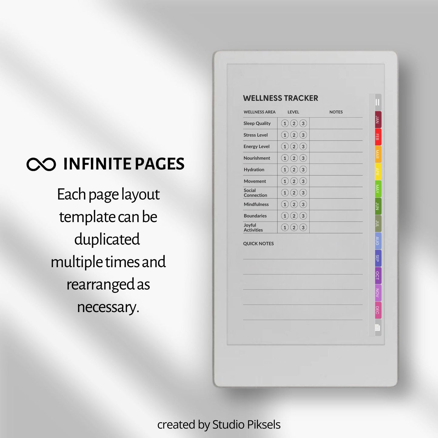 Unlimited custom reflection journal for reMarkable Paper Pro Move with hyperlinked templates.