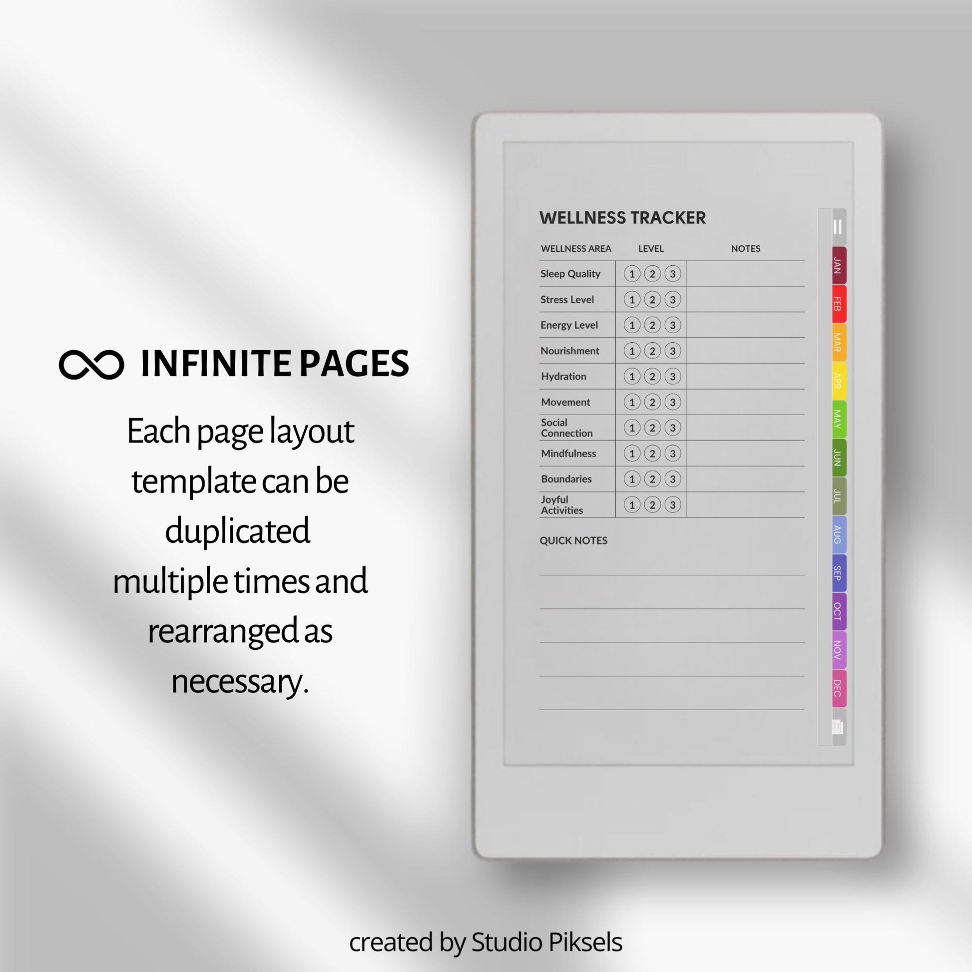 Unlimited custom reflection journal for reMarkable Paper Pro Move with hyperlinked templates.