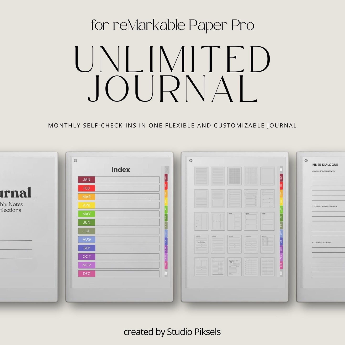 Minimalist mindfulness journal for reMarkable Paper Pro.