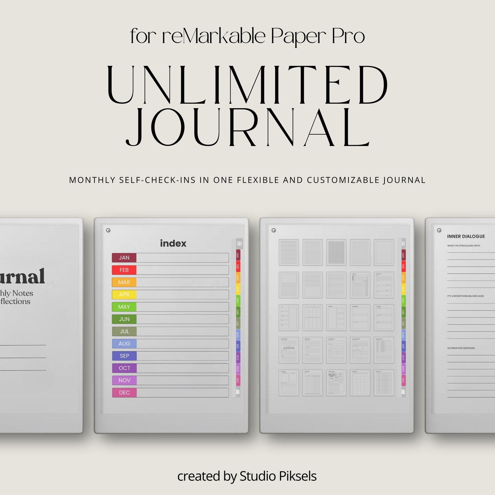 Minimalist mindfulness journal for reMarkable Paper Pro.