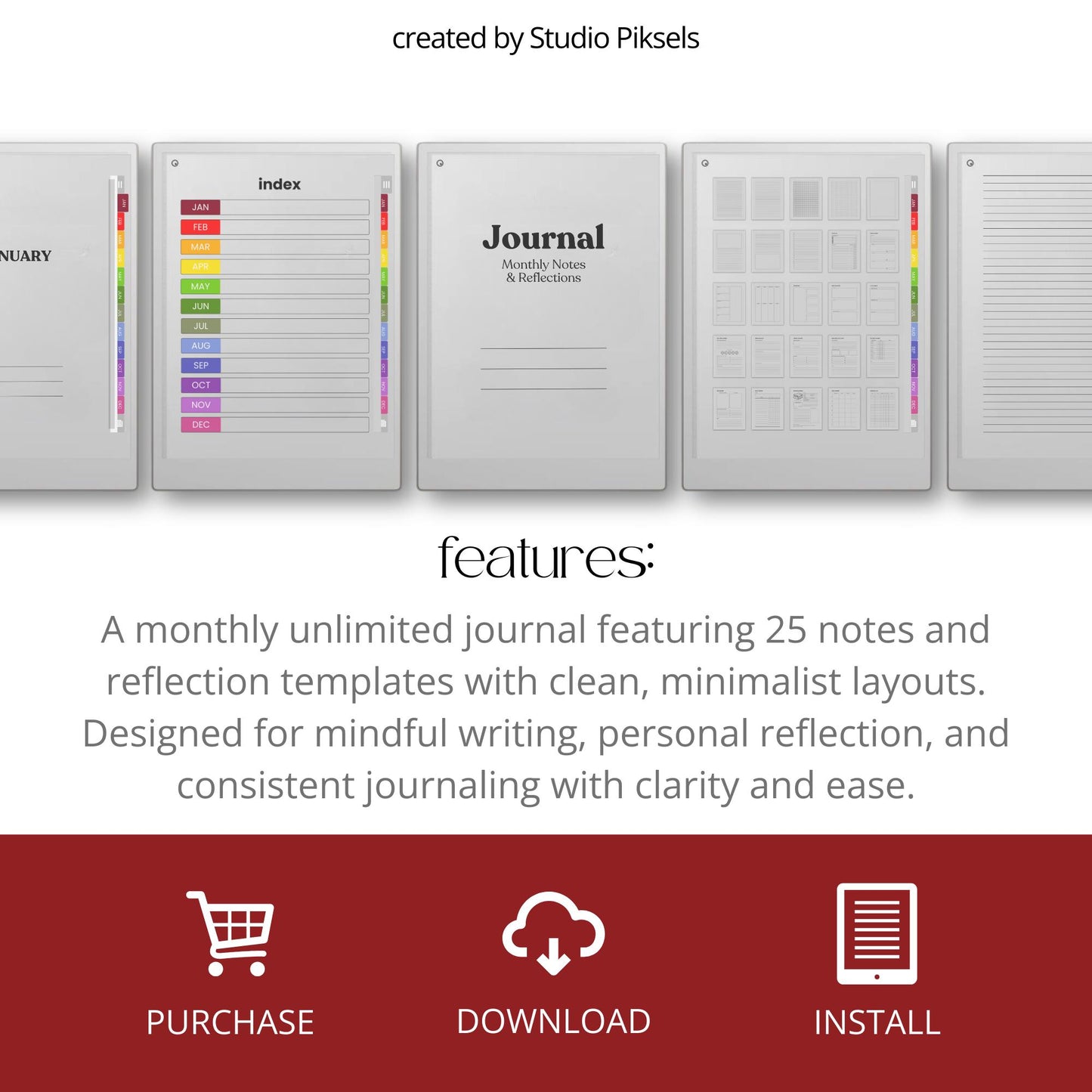 Minimalist mindfulness journal for reMarkable Paper Pro.