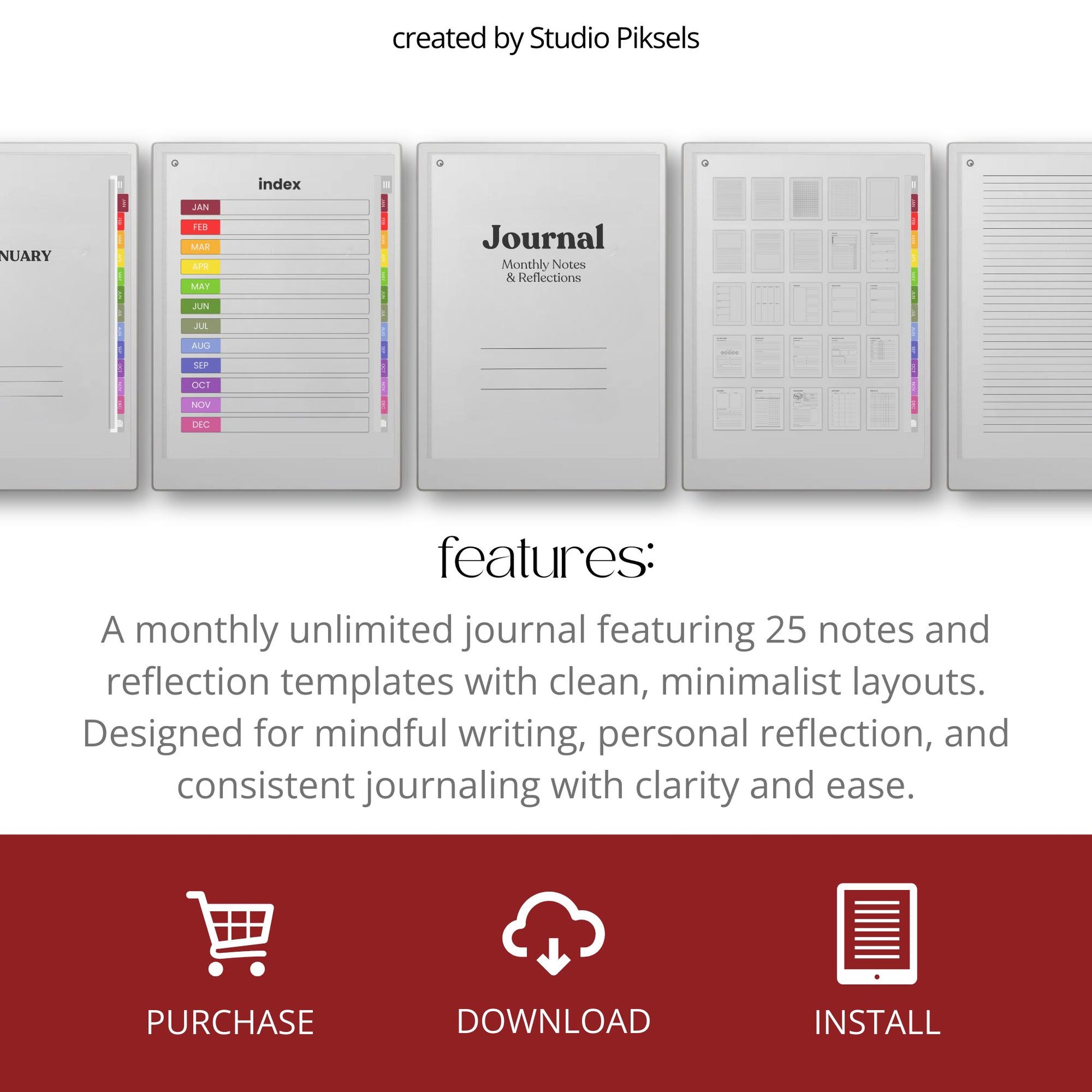 Minimalist mindfulness journal for reMarkable Paper Pro.
