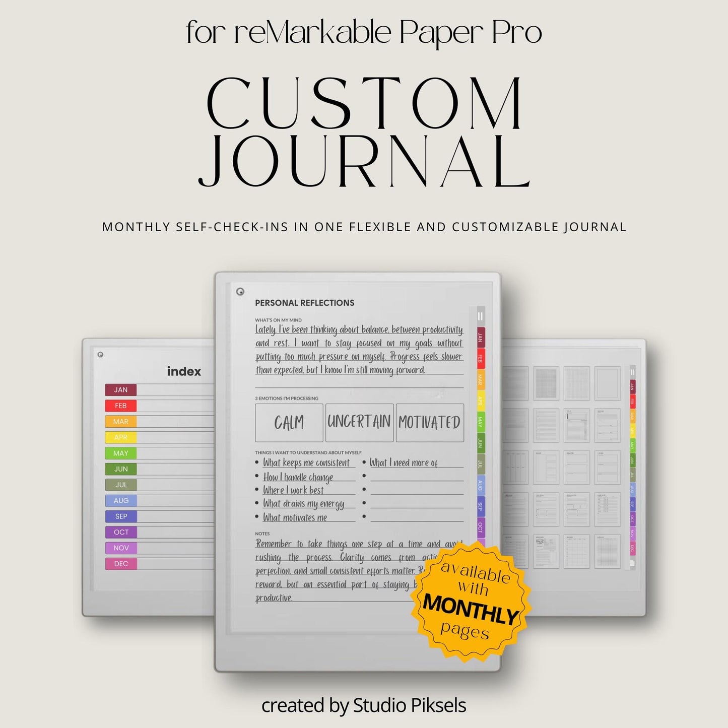 Minimalist mindfulness journal for reMarkable Paper Pro.