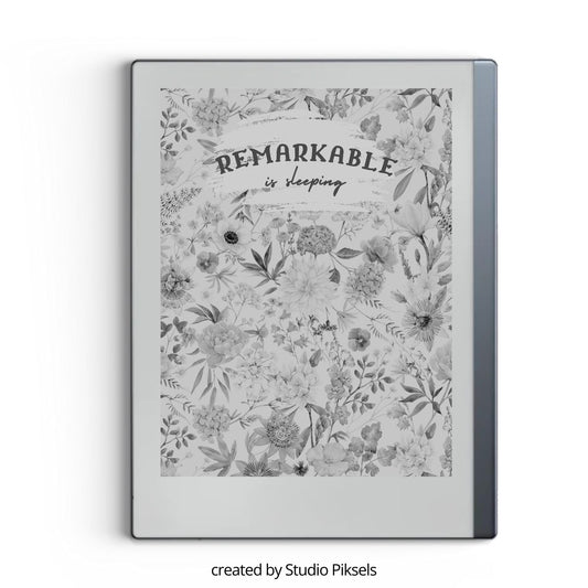 Watercolor botanical sleep screen for reMarkable 2 and reMarkable Paper Pure with elegant botanical PNG artwork