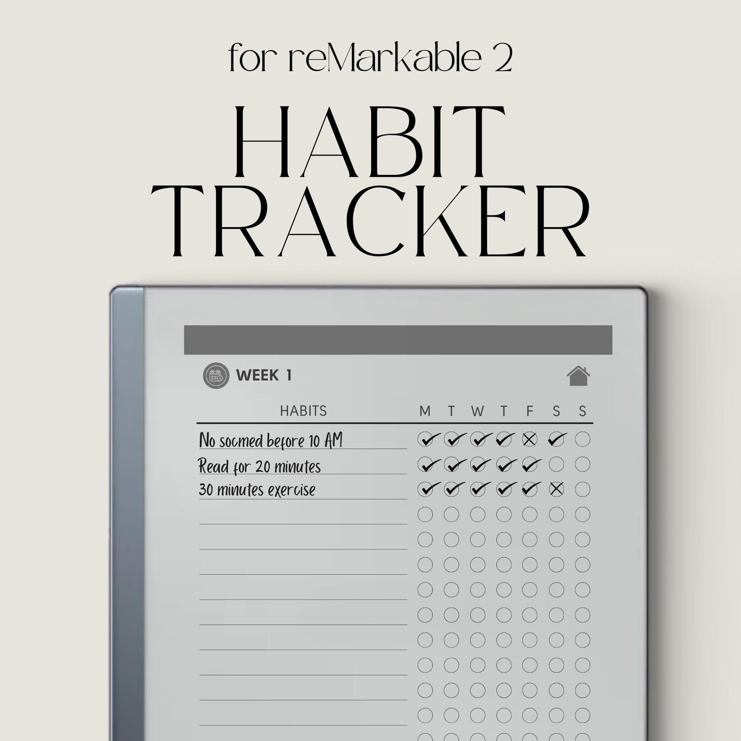Hyperlinked Habit Tracker for reMarkable 1 and reMarkable 2.