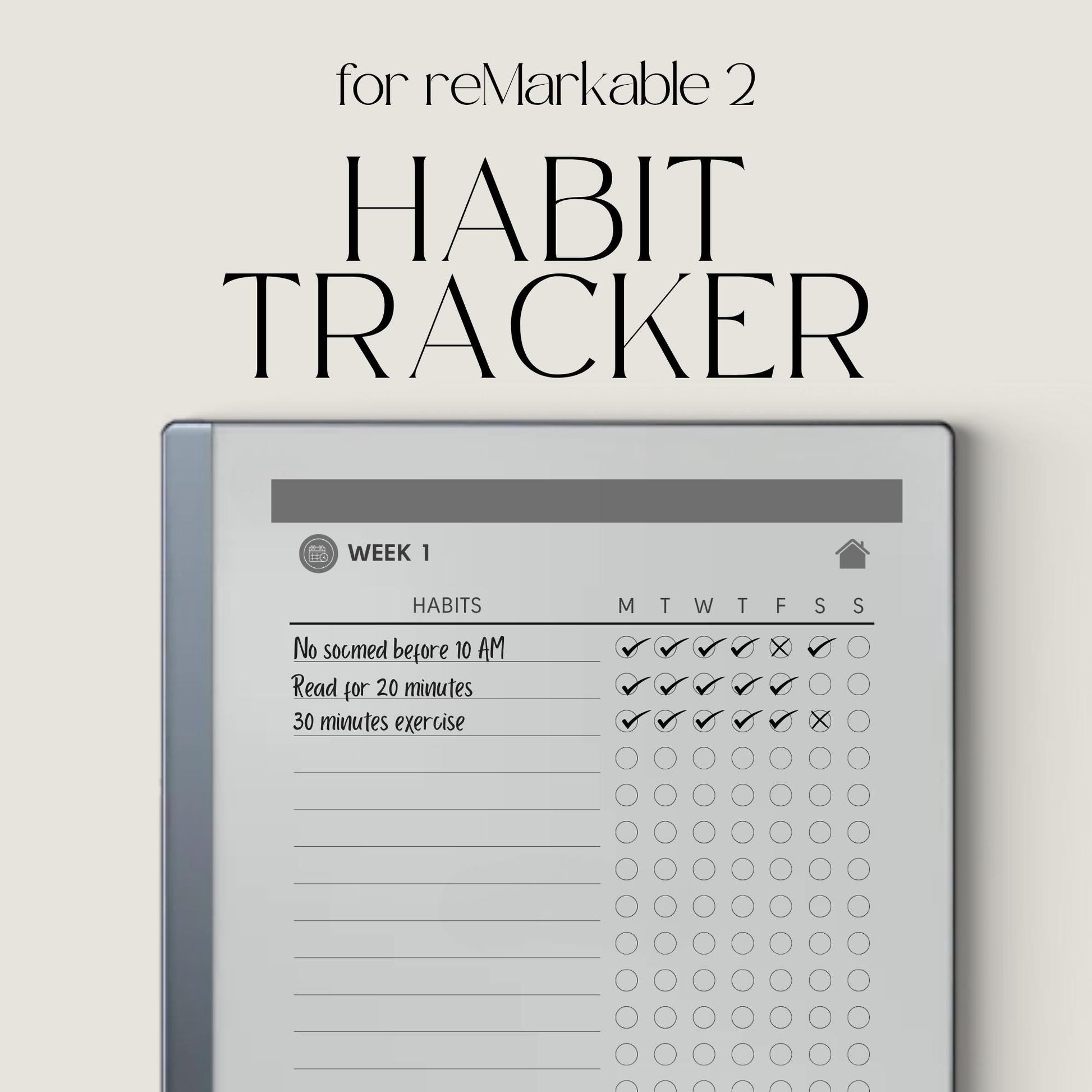Hyperlinked Habit Tracker for reMarkable 1 and reMarkable 2.