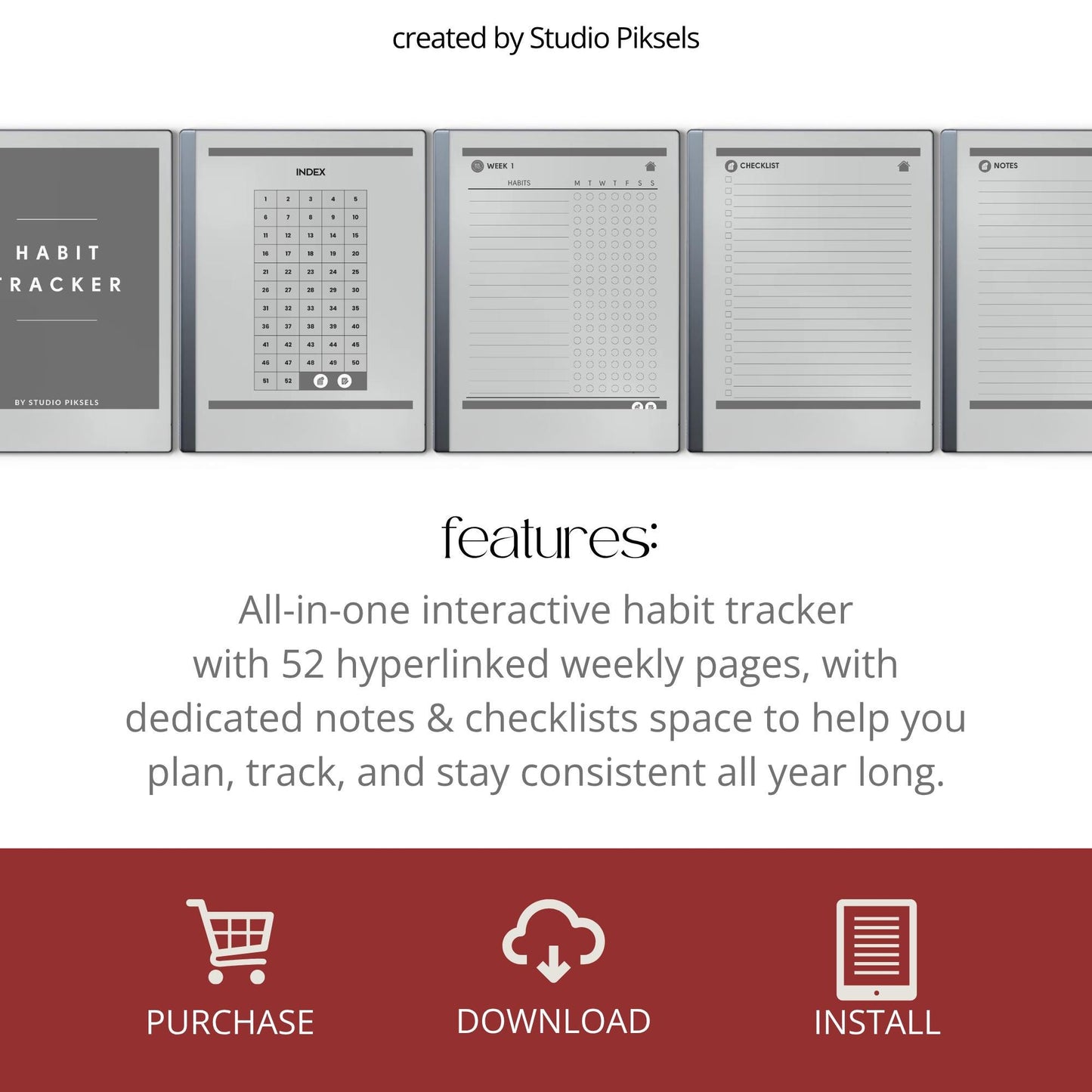 Hyperlinked Habit Tracker for reMarkable 1 and reMarkable 2.