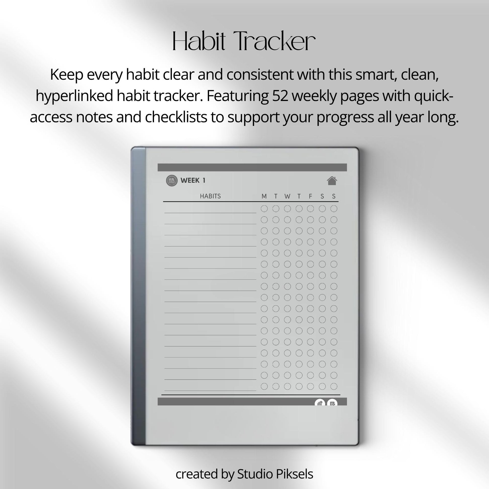 Hyperlinked Habit Tracker for reMarkable 1 and reMarkable 2.