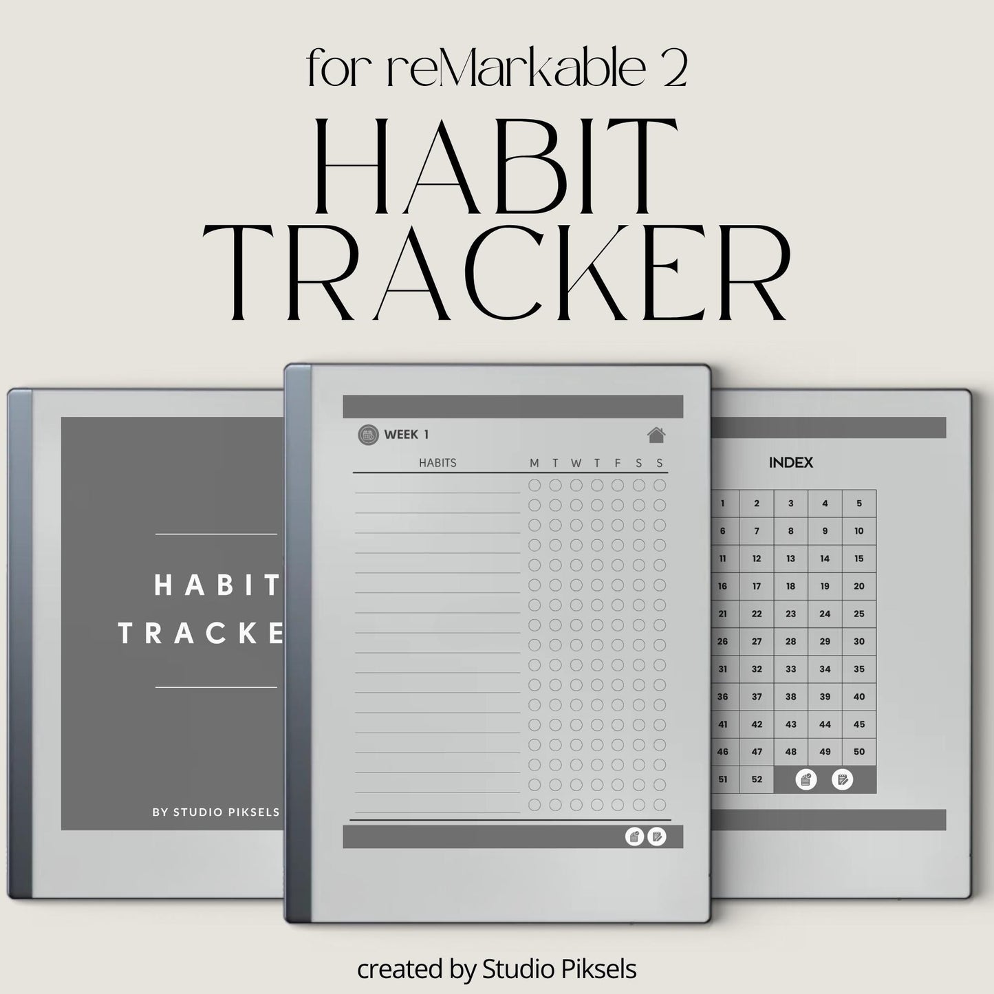 Hyperlinked Habit Tracker for reMarkable 1 and reMarkable 2.