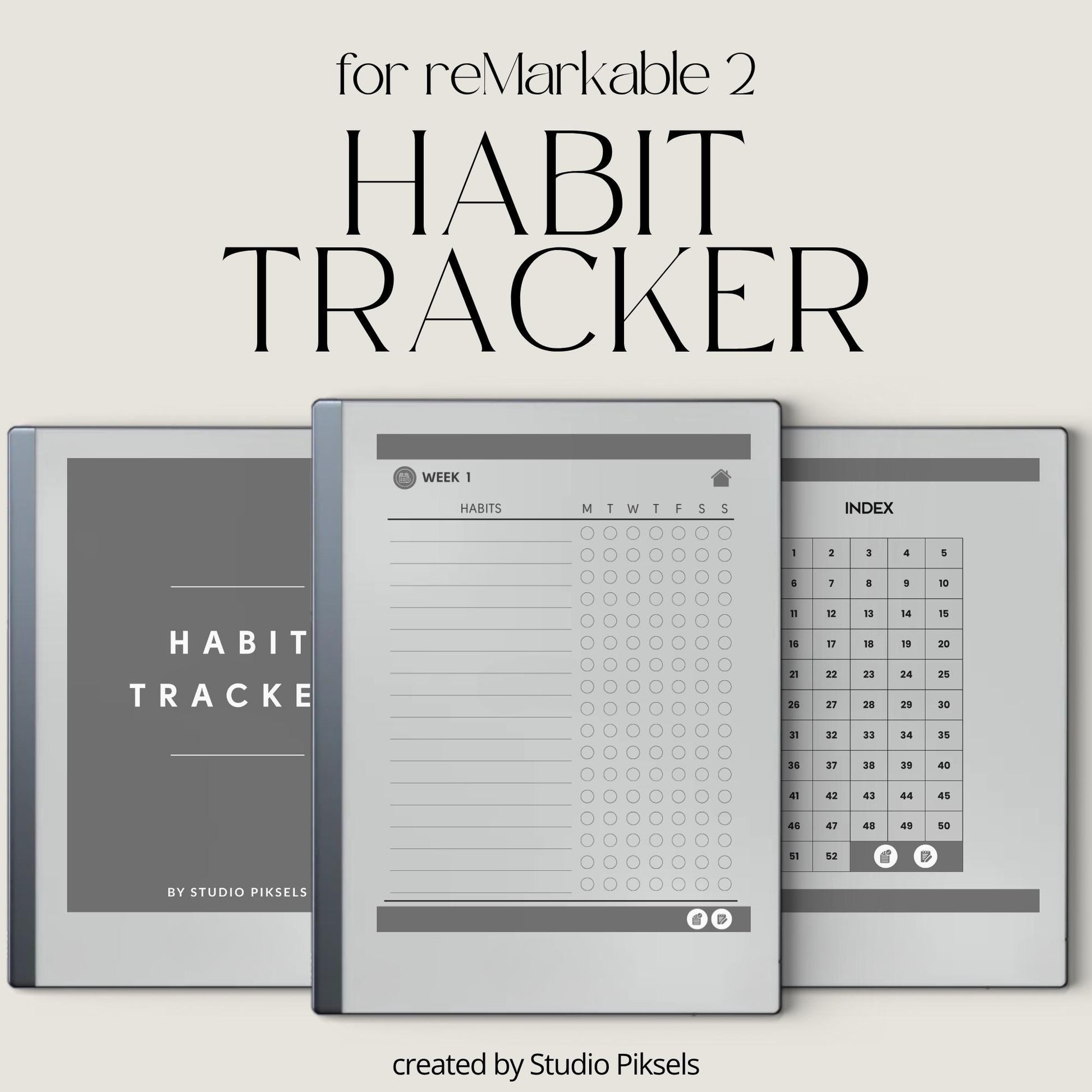 Hyperlinked Habit Tracker for reMarkable 1 and reMarkable 2.