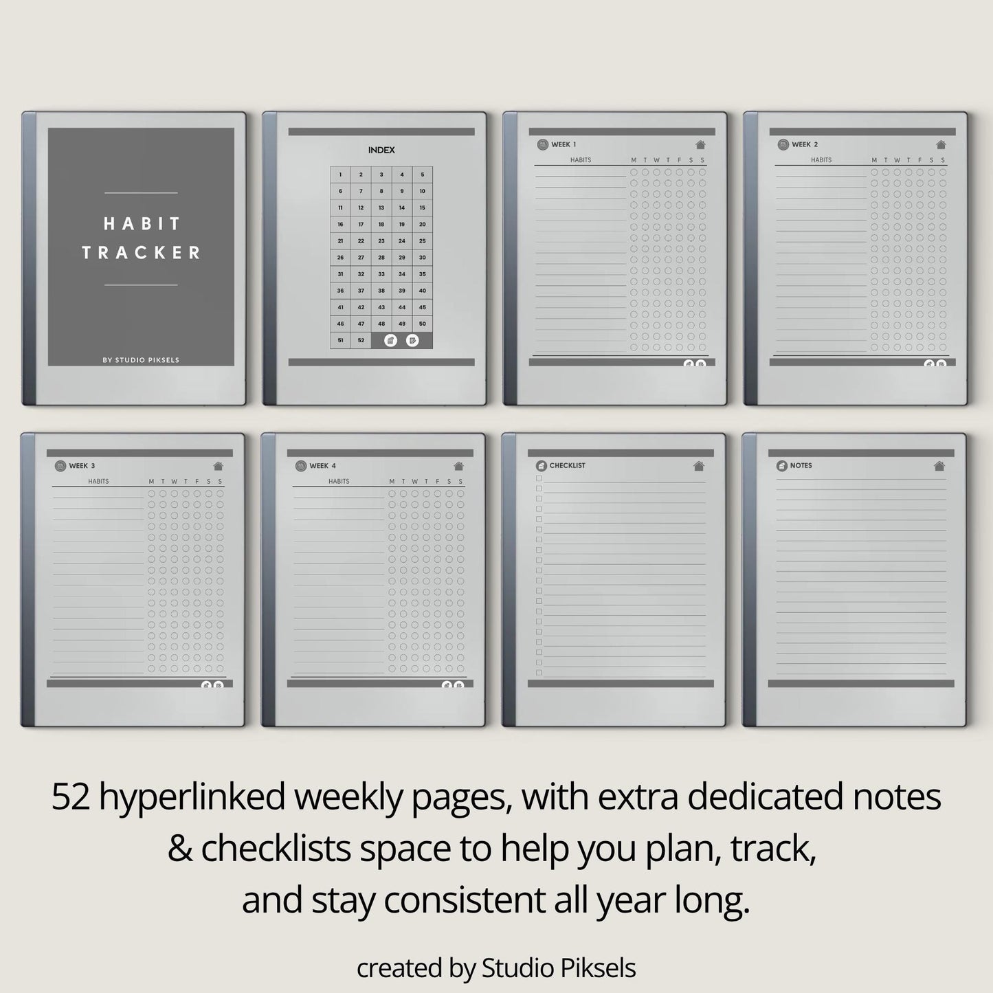 Hyperlinked Habit Tracker for reMarkable 1 and reMarkable 2.