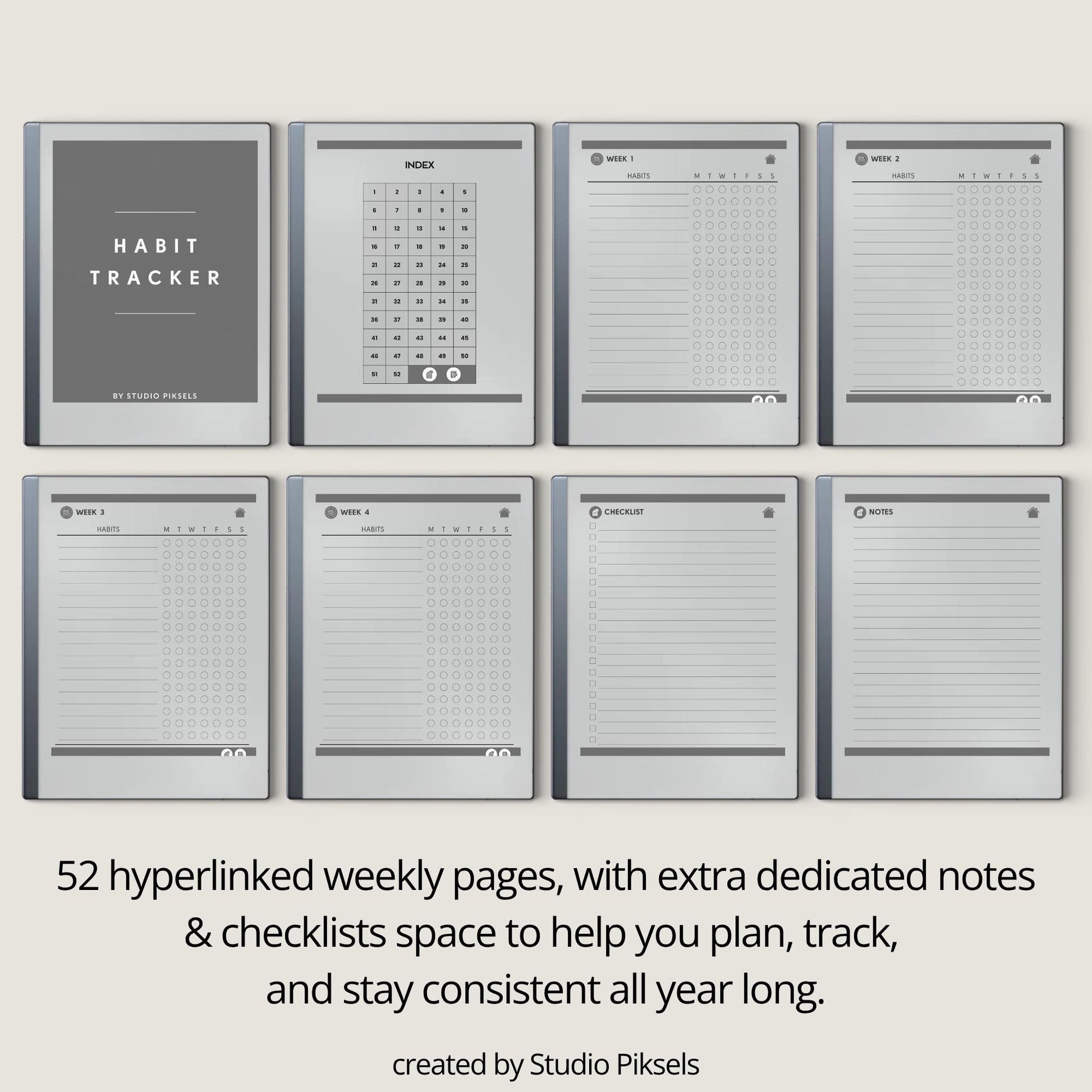 Hyperlinked Habit Tracker for reMarkable 1 and reMarkable 2.