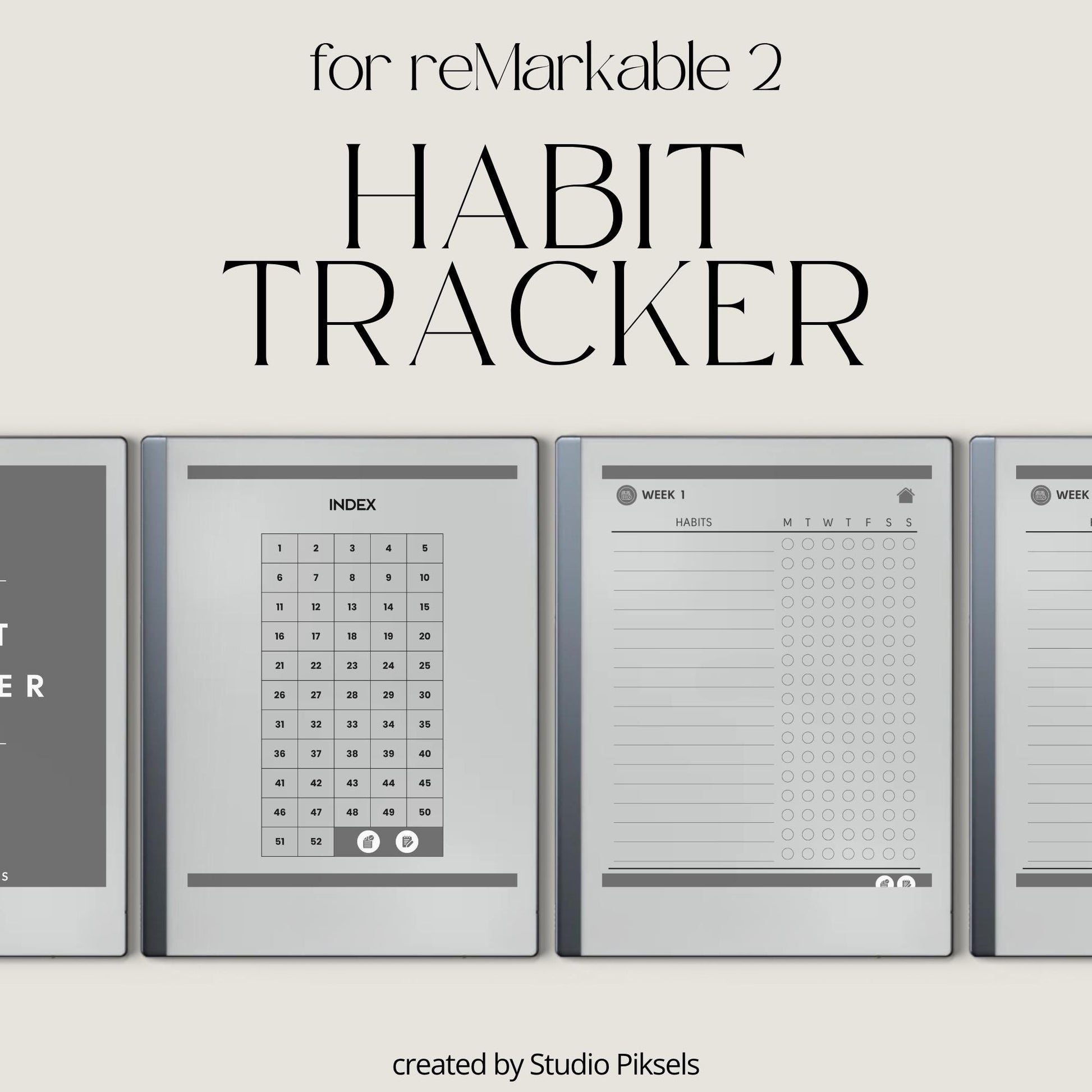 Hyperlinked Habit Tracker for reMarkable 1 and reMarkable 2.