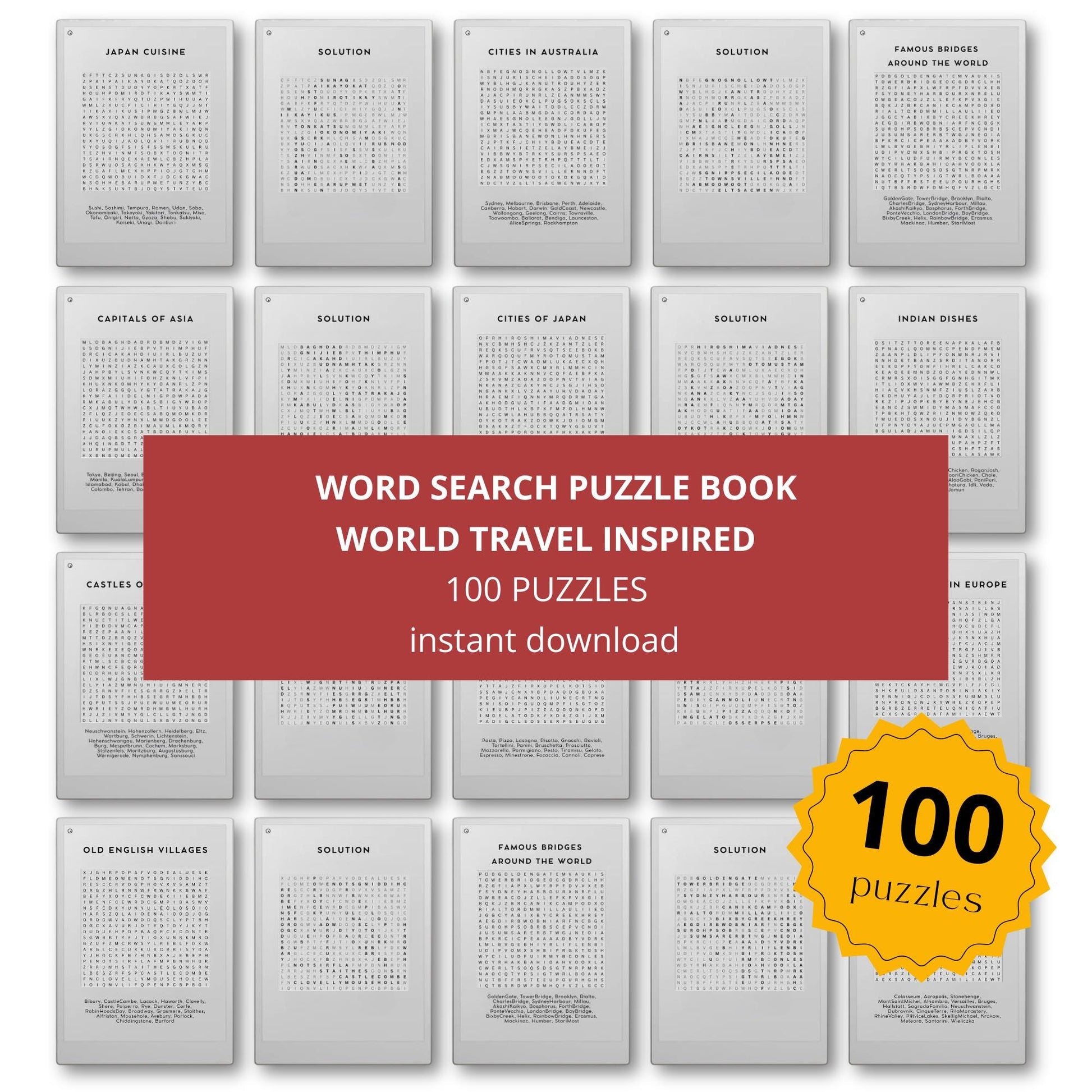 Instant download available for the Word Search Puzzle Book for reMarkable, offering immediate access to puzzles for offline enjoyment.