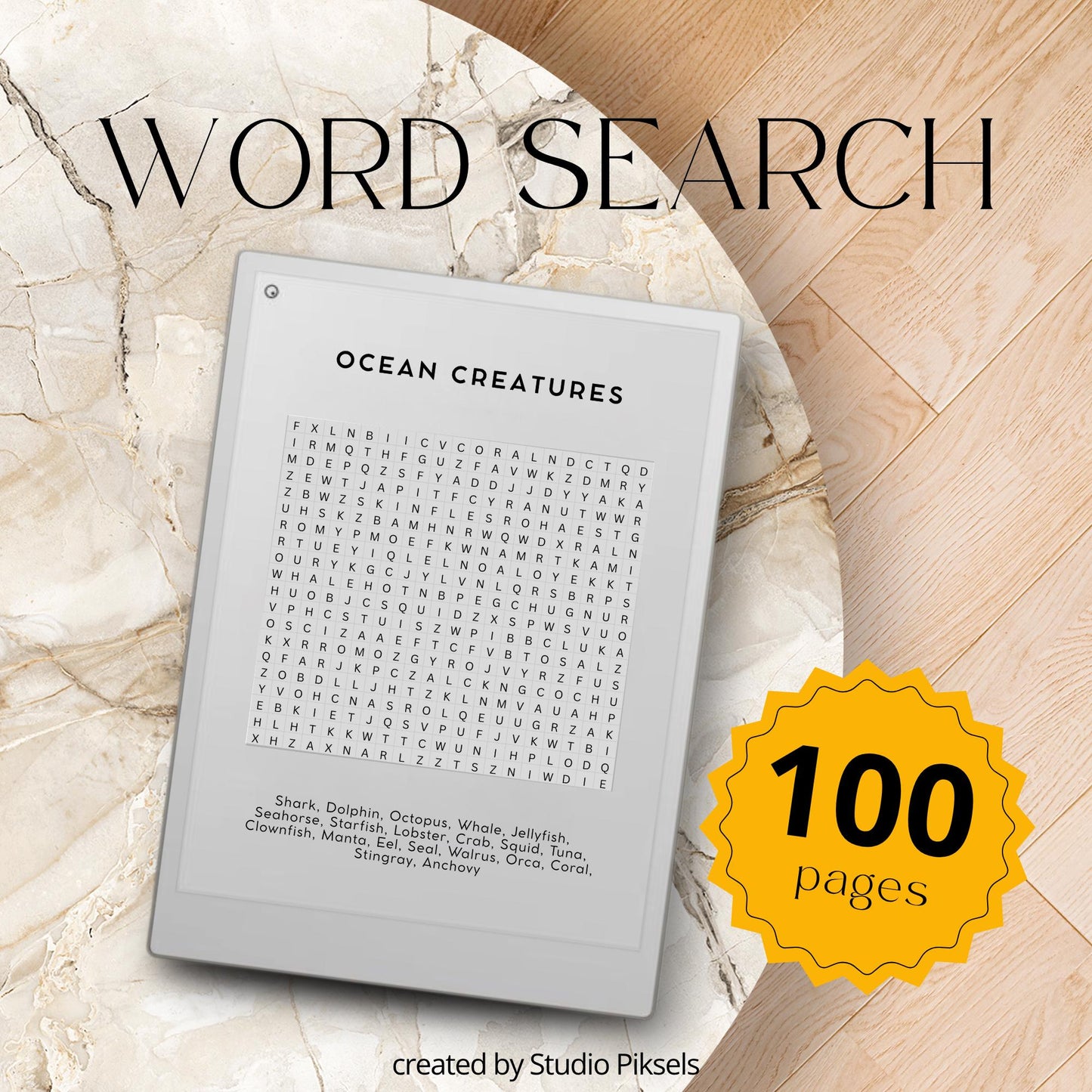 A forest-themed word search puzzle from the Word Search Puzzle for reMarkable.