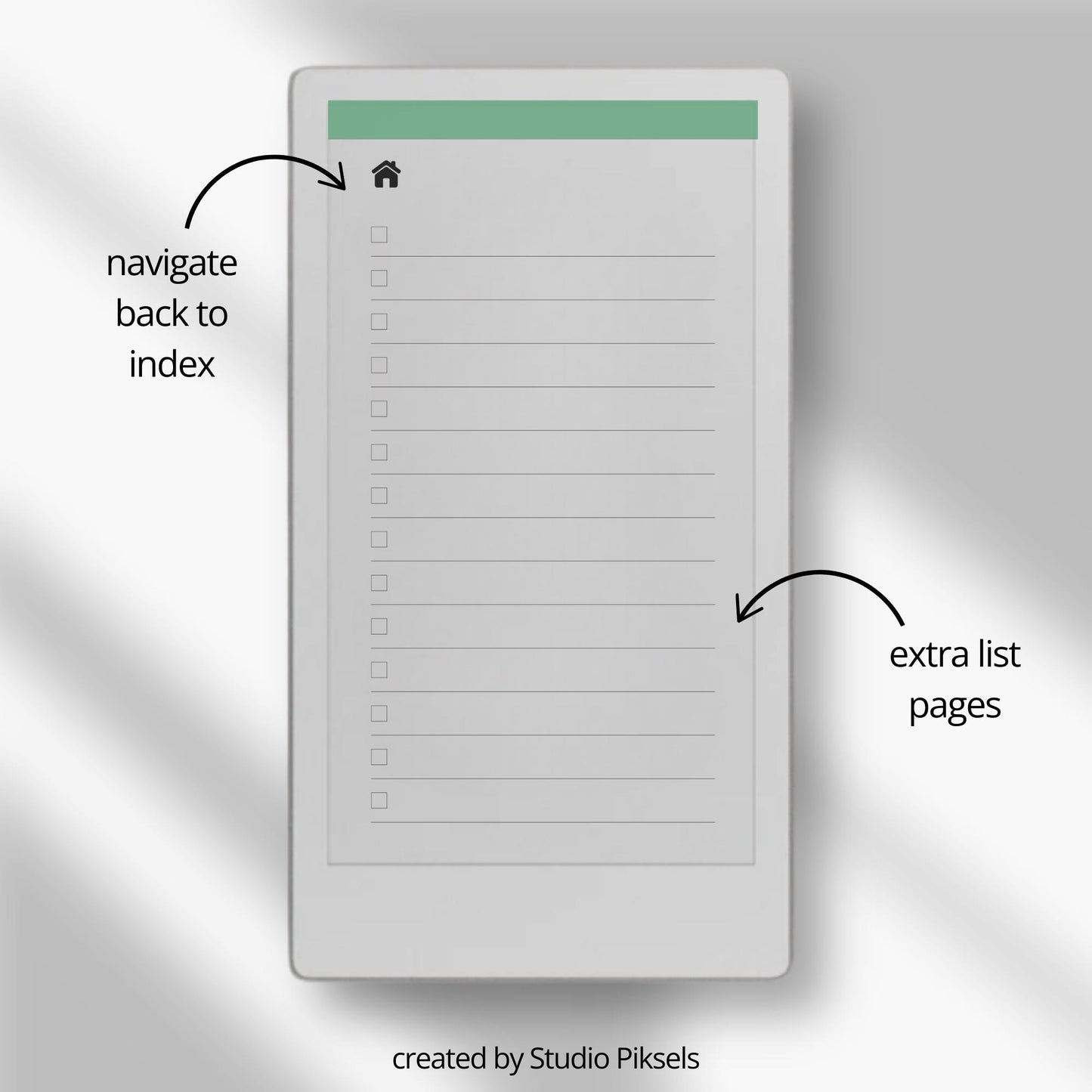 Hyperlinked work planner for reMarkable Paper Pro Move used to schedule weekday tasks, manage projects, and organize daily work routines.