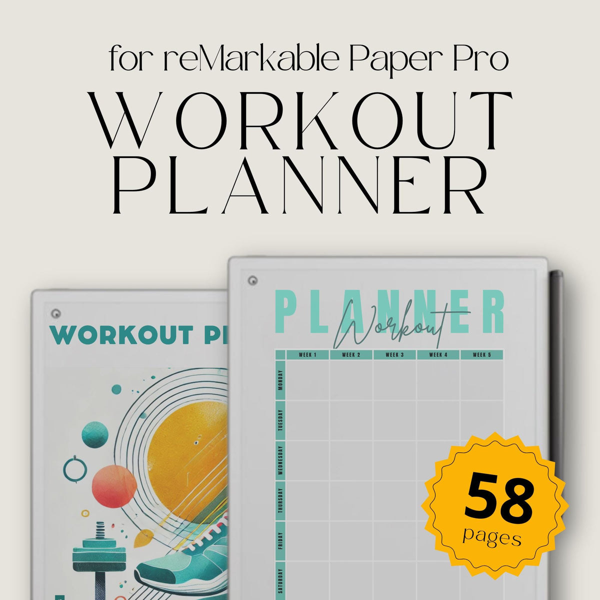 Fitness Planner for reMarkable Paper Pro
