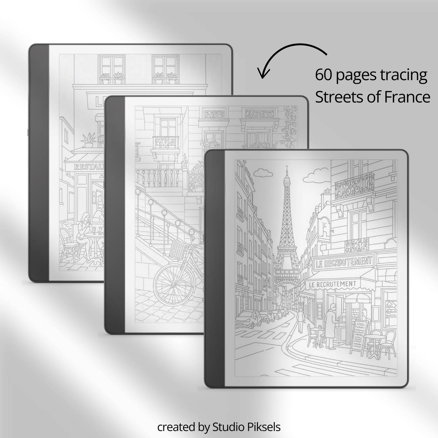 XL Tracing Bundle for Kindle Scribe featuring travel-themed tracing books, mandala patterns, floral designs, stained glass art, ocean scenes, and creative tracing pages for mindful digital drawing
