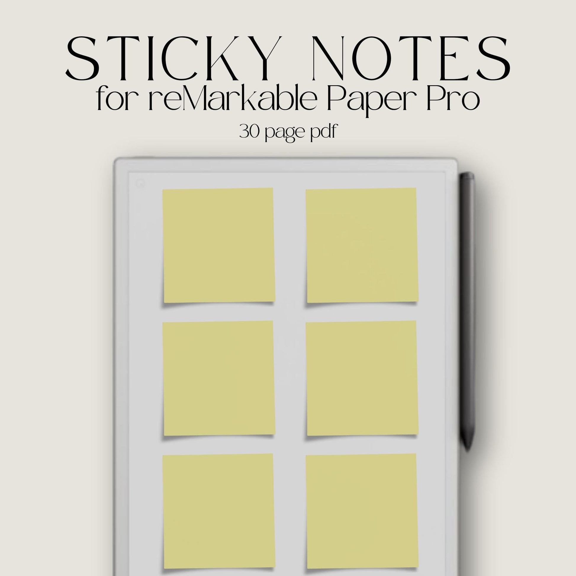 Sticky notes for reMarkable Paper Pro with yellow sticky notes 