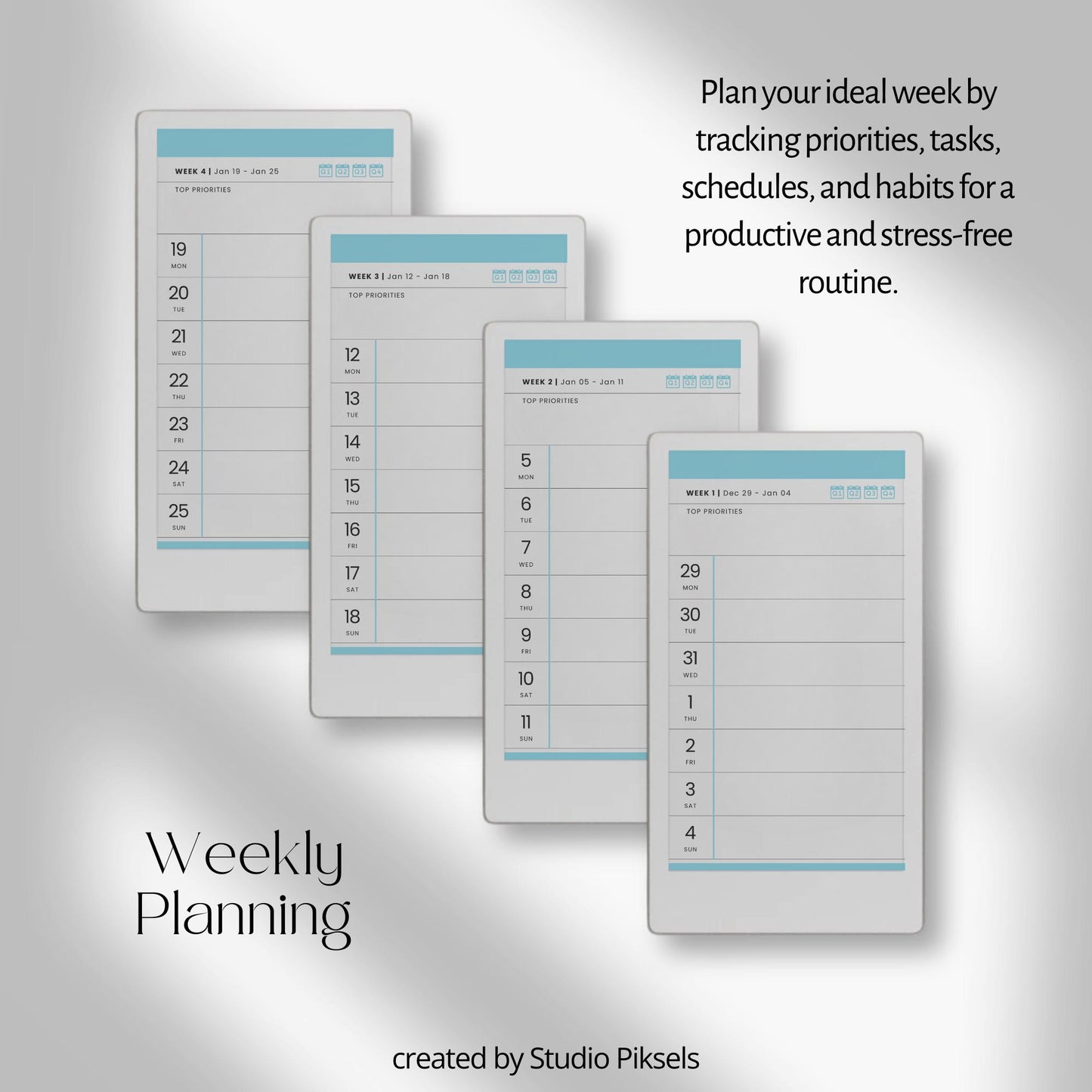2026 Hyperlinked Weekly Planner for reMarkable Paper Pro Move