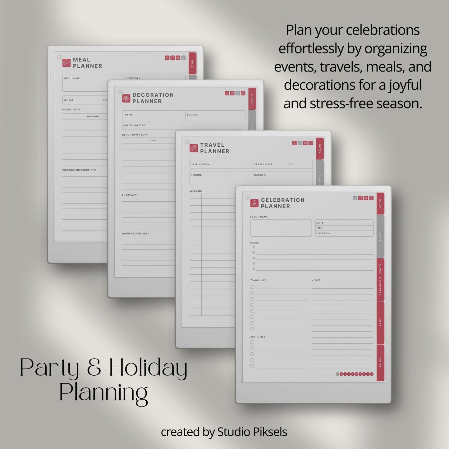 Easter, Thanksgiving, Christmas Planners for reMarkable Paper Pro