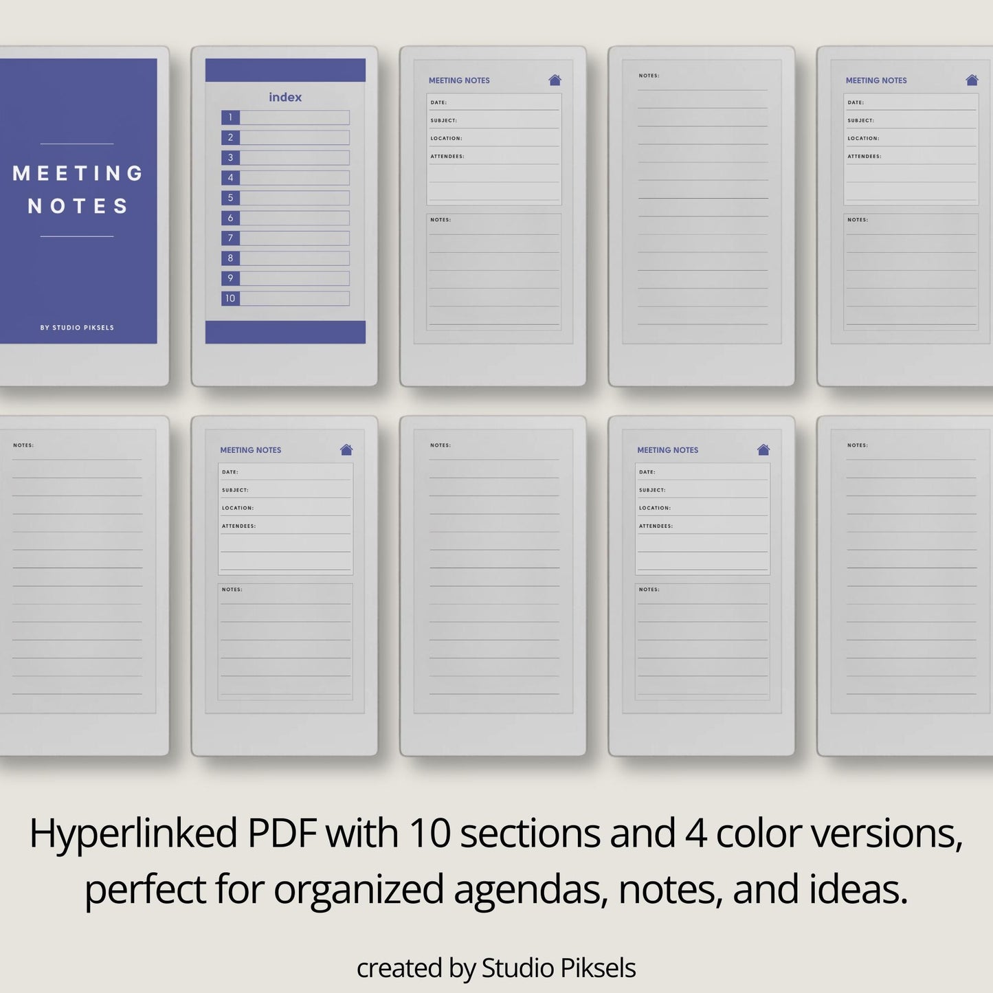 Hyperlinked Meeting Minutes Notebook for reMarkable Paper Pro Move