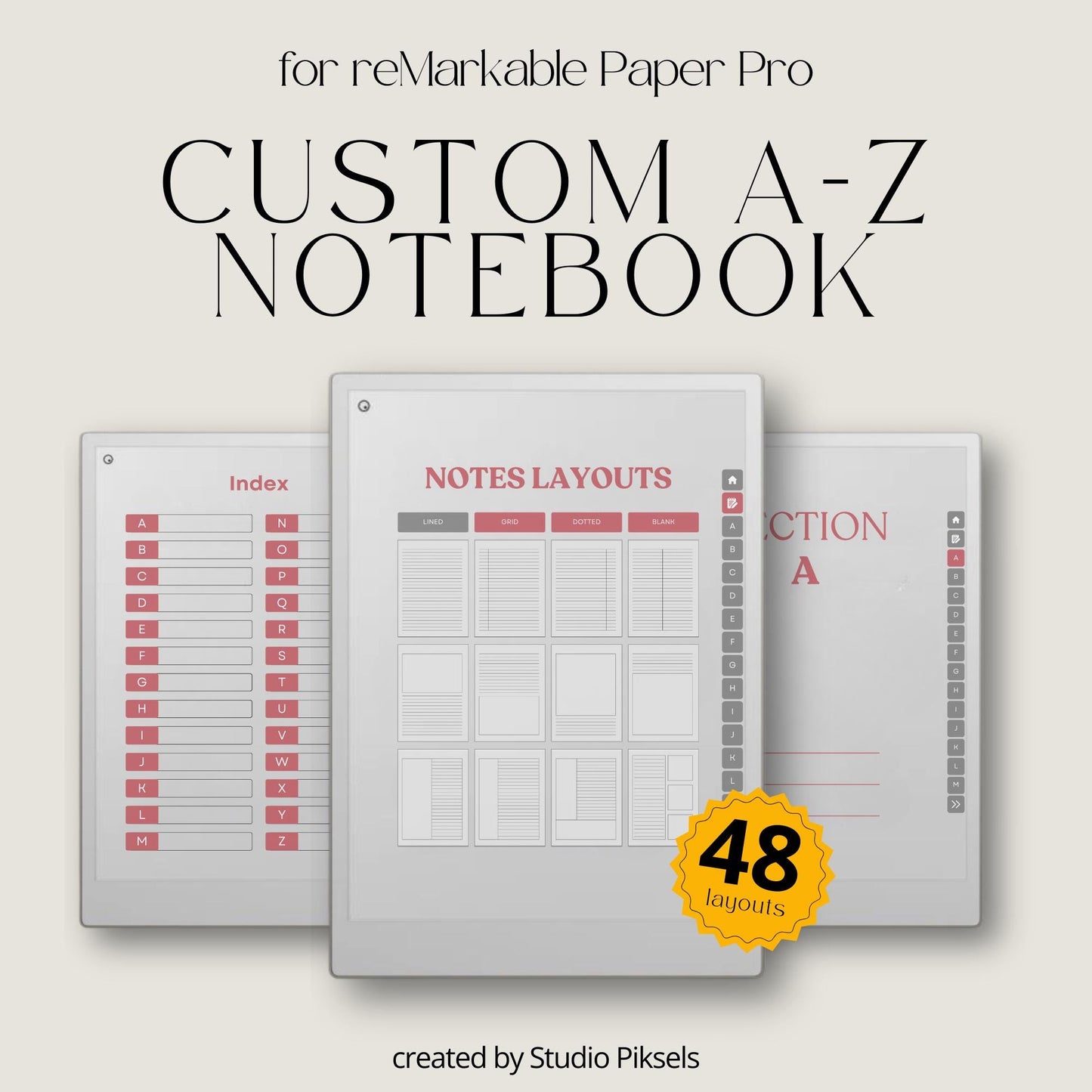 Unlimited A–Z Notebook for reMarkable Paper Pro