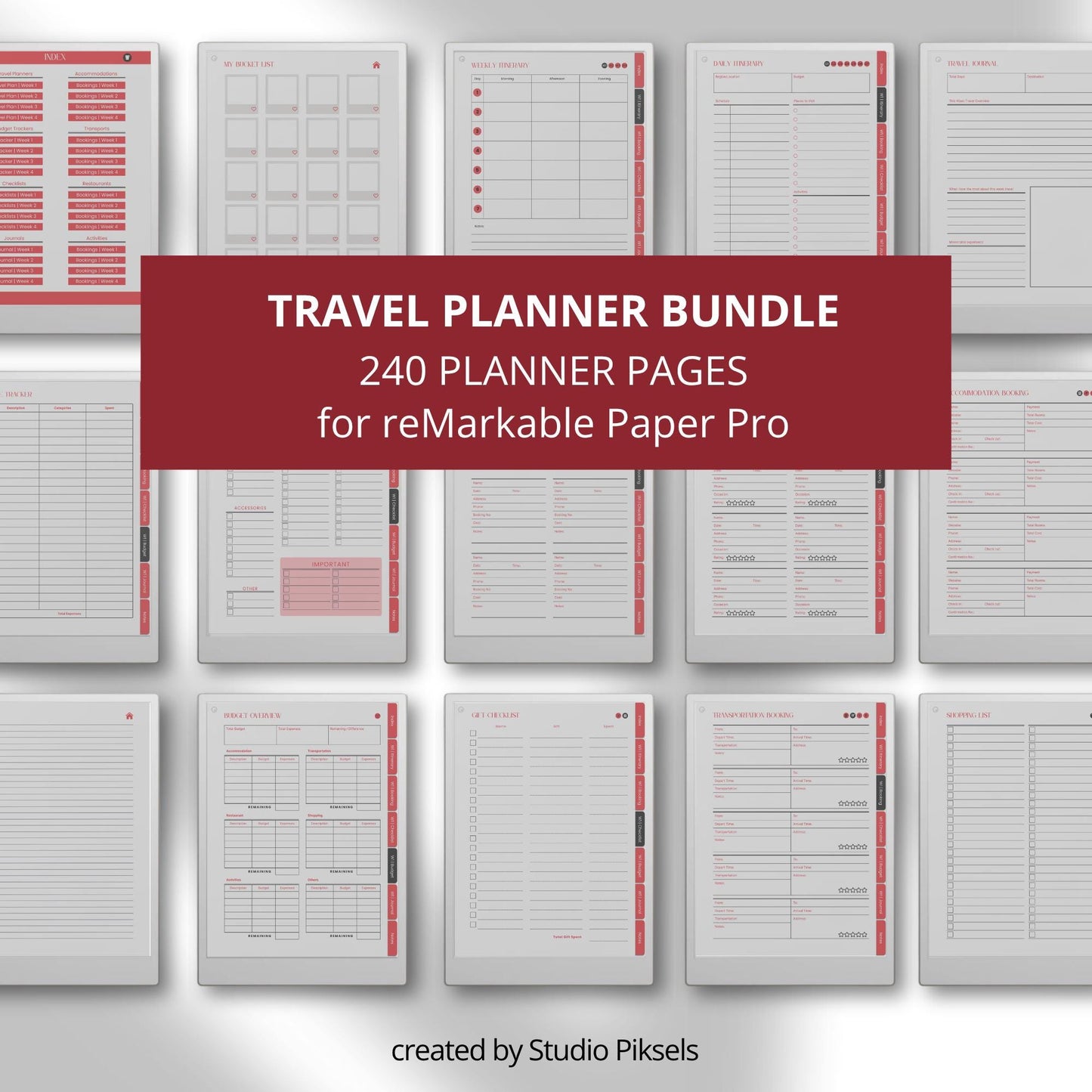 Travel Planner Bundle for reMarkable Paper Pro