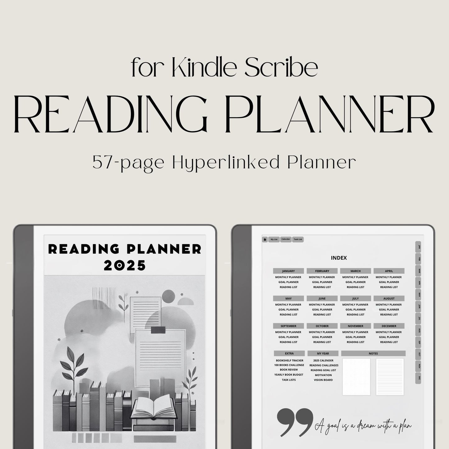 Hyperlinked Reading Planner for Kindle Scribe