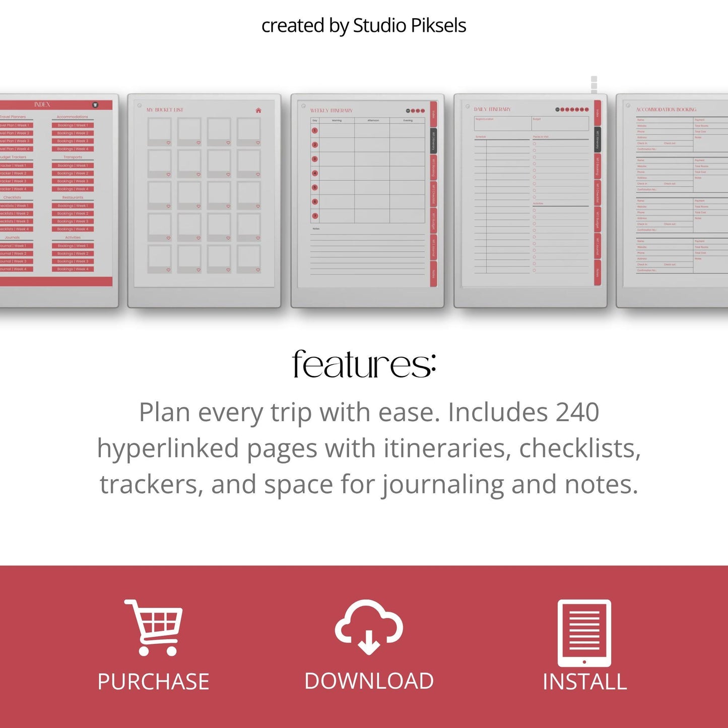 Travel Planner Bundle for reMarkable Paper Pro