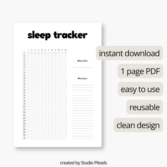 Sleep Tracker Template, Sleep Log