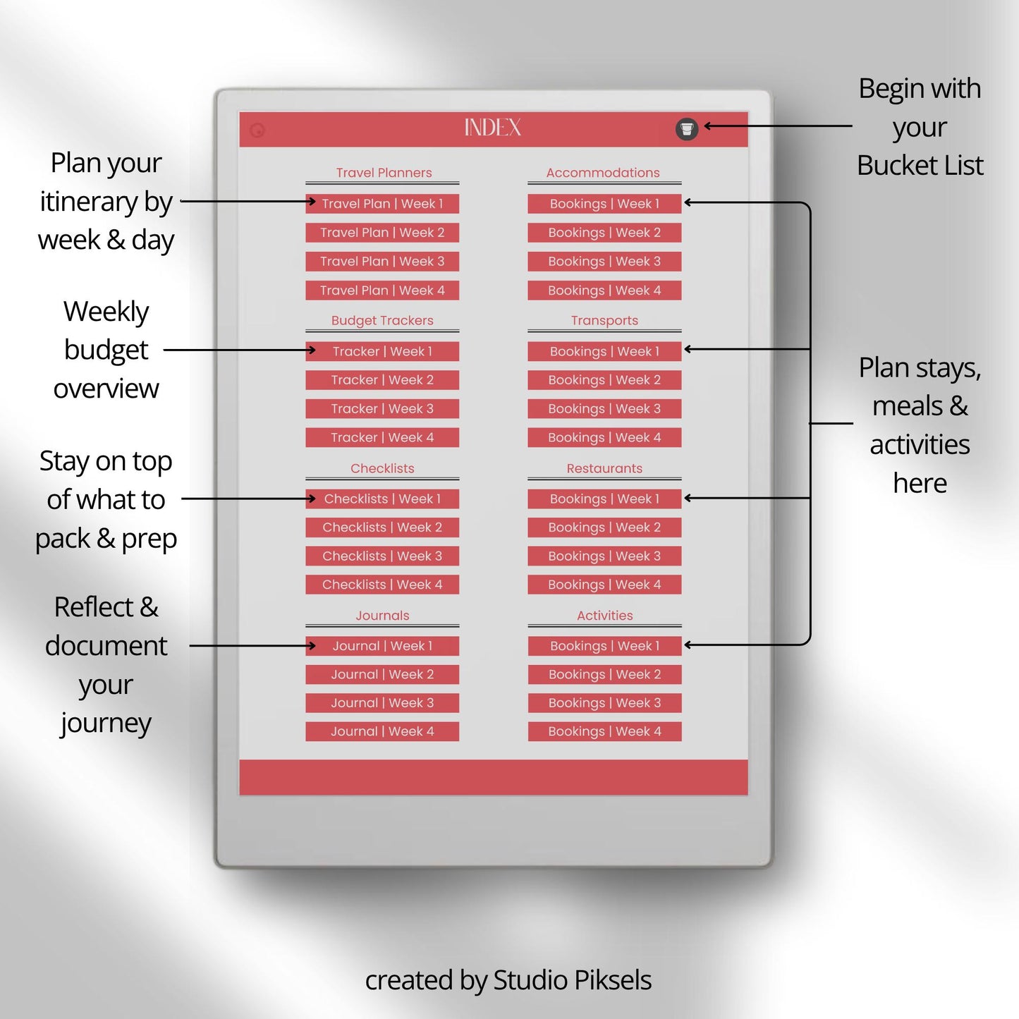 Travel Planner Bundle for reMarkable Paper Pro