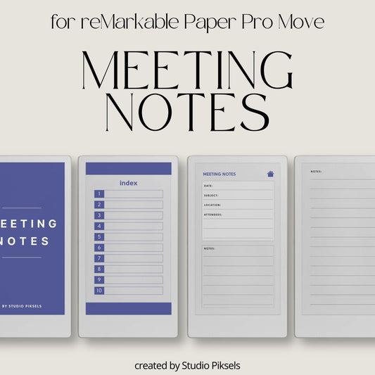 Hyperlinked Meeting Minutes Notebook for reMarkable Paper Pro Move