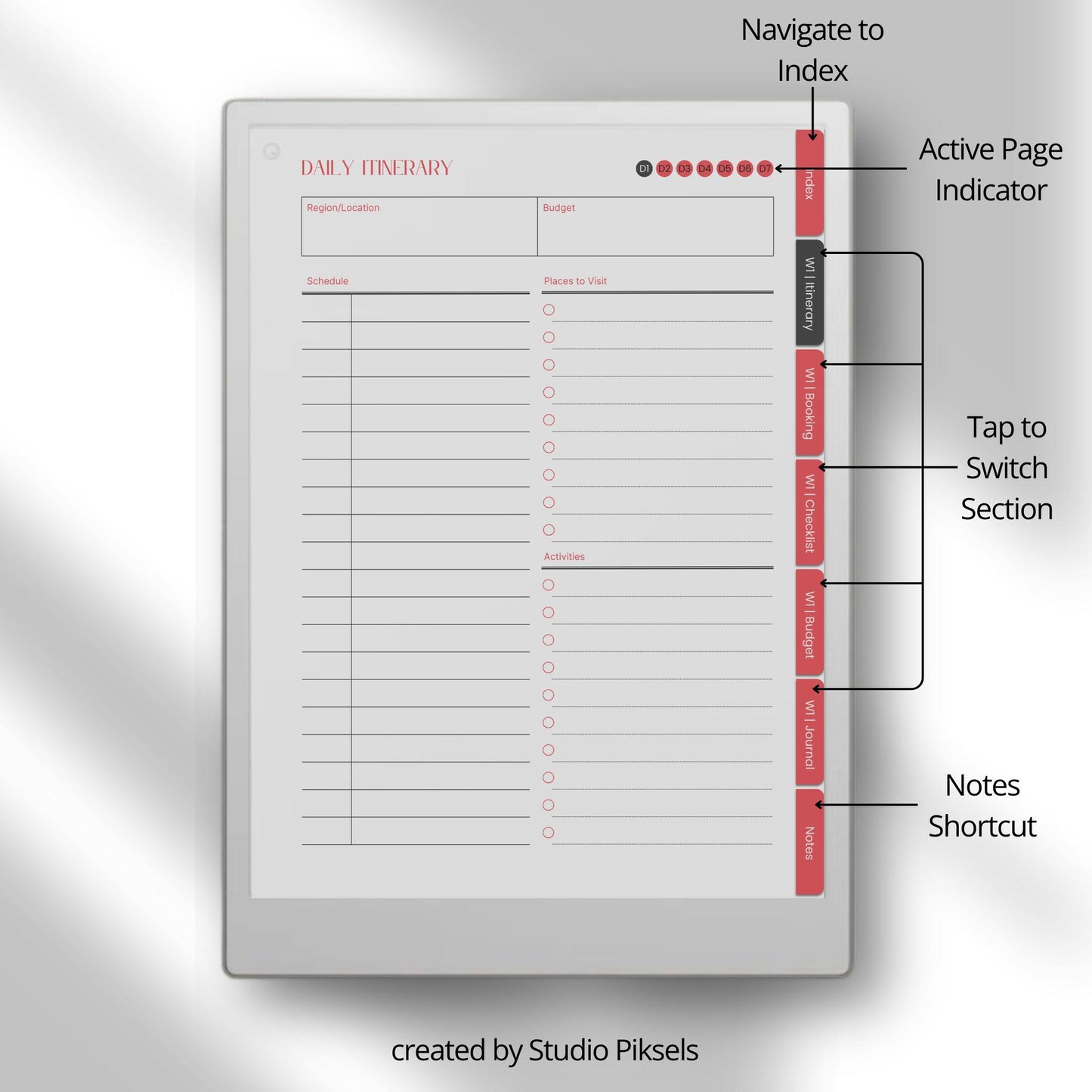 Travel Planner Bundle for reMarkable Paper Pro