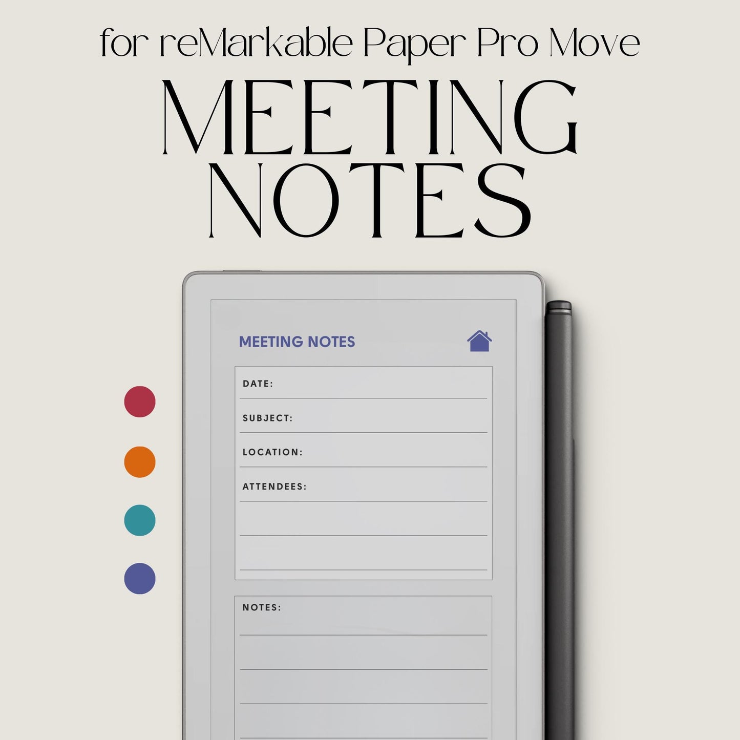 Hyperlinked Meeting Minutes Notebook for reMarkable Paper Pro Move