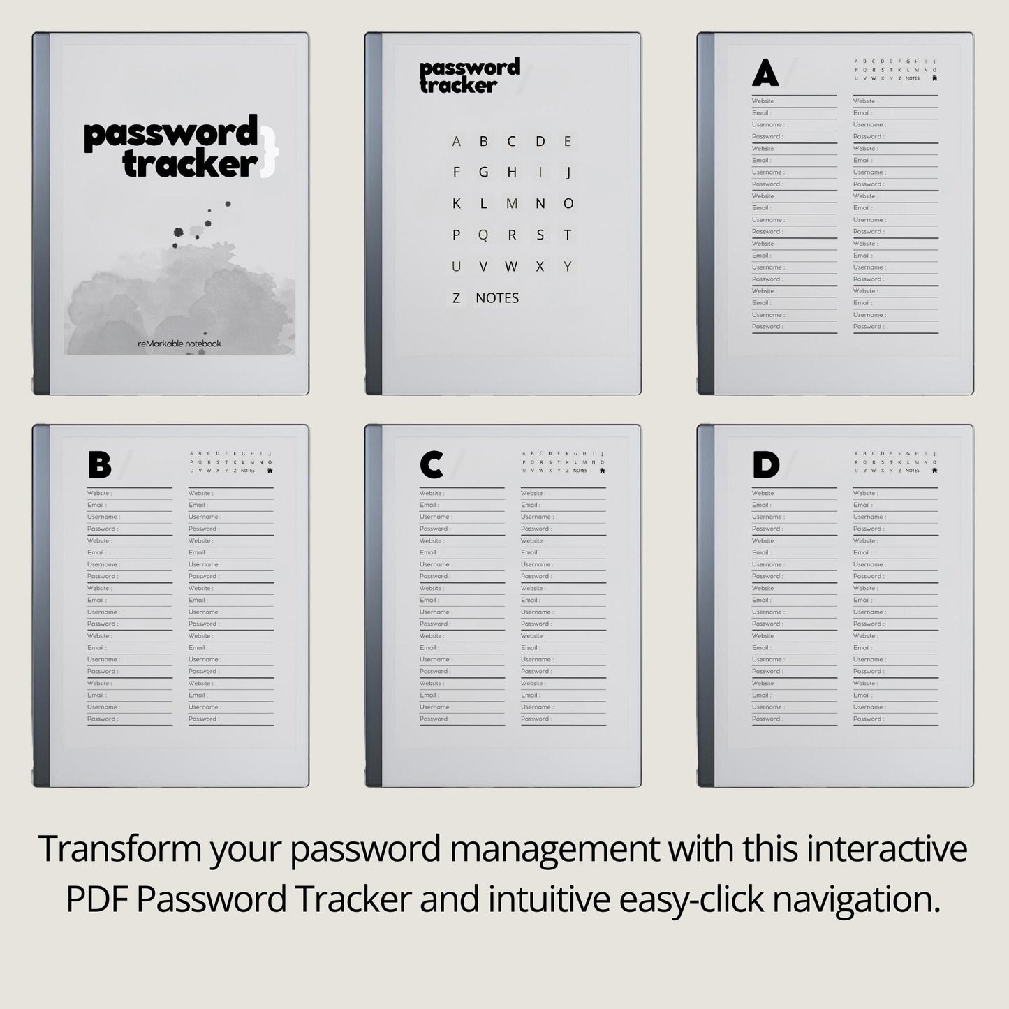Password Tracker for reMarkable