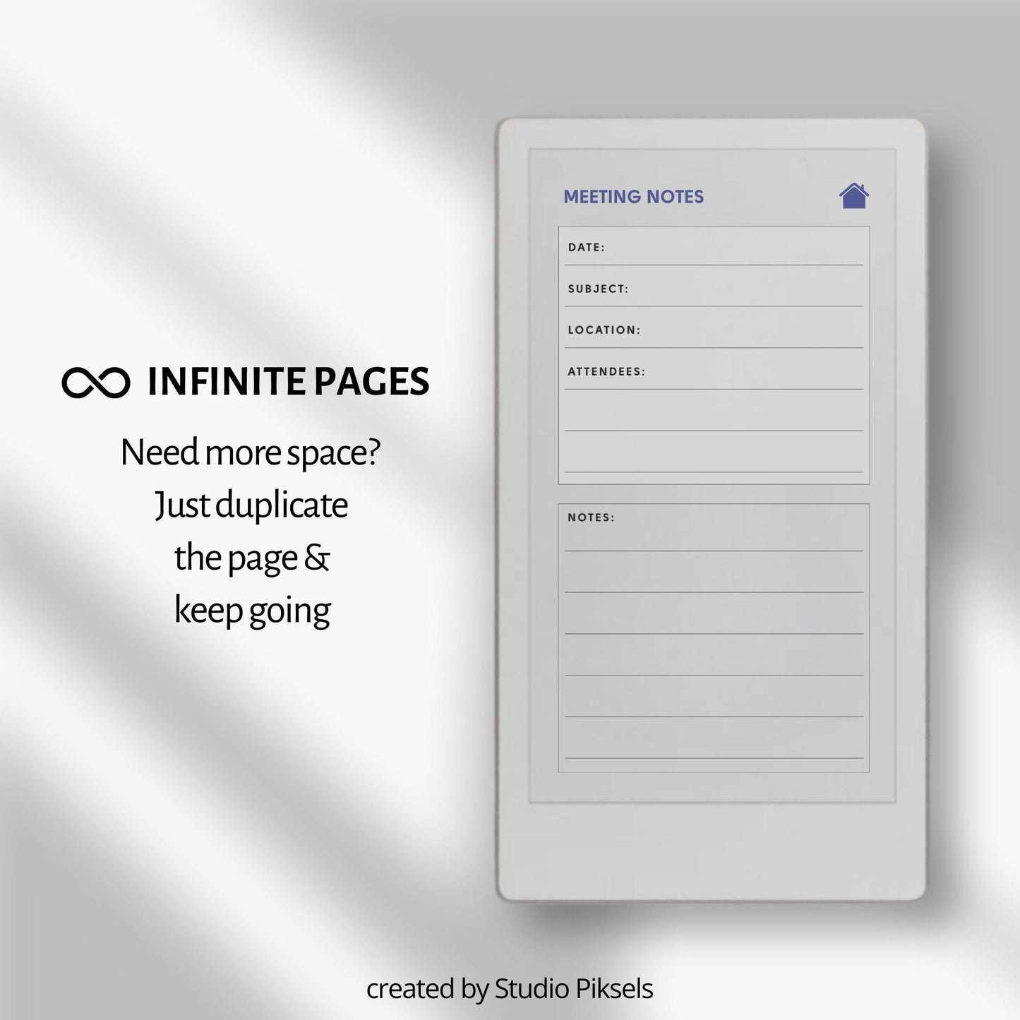 Hyperlinked Meeting Minutes Notebook for reMarkable Paper Pro Move