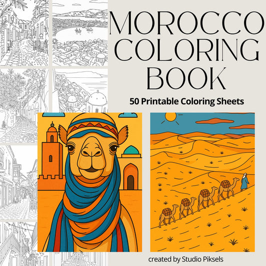 Morocco Coloring Pages, Arab World Travel Coloring Books Bundle, Morocco Coloring Sheets, Adult Coloring & Kids Coloring Pages
