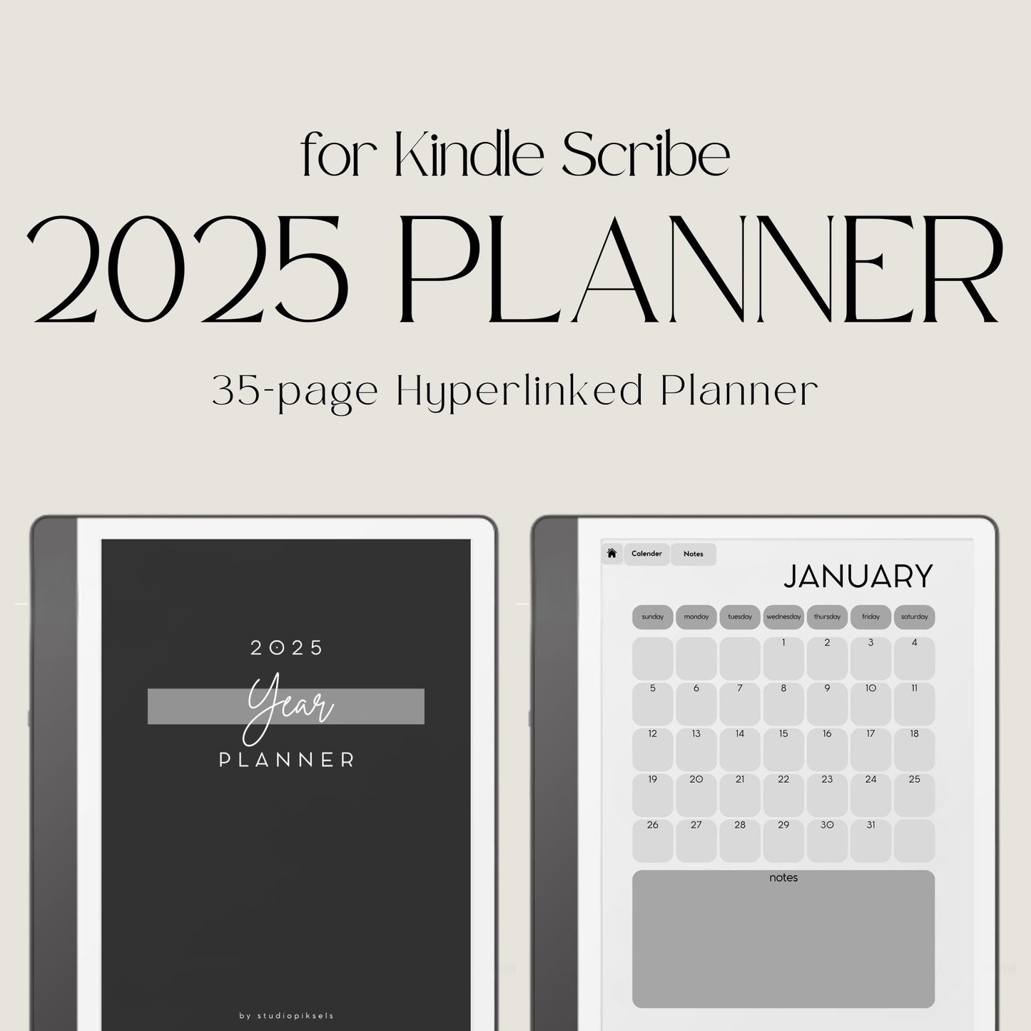 2025 Year Planner for Kindle Scribe