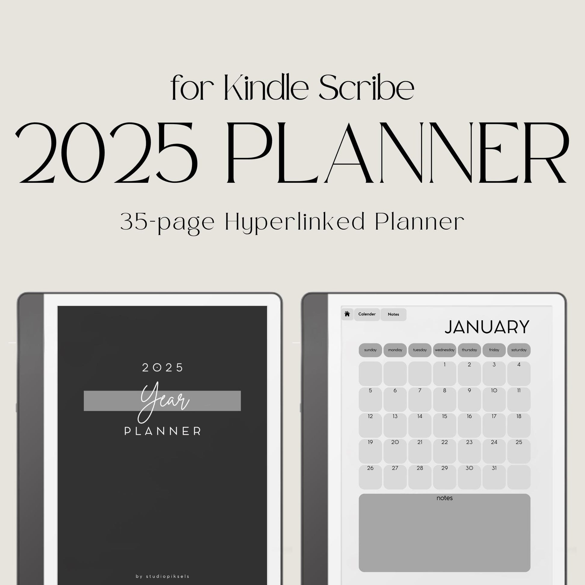 2025 Year Planner for Kindle Scribe