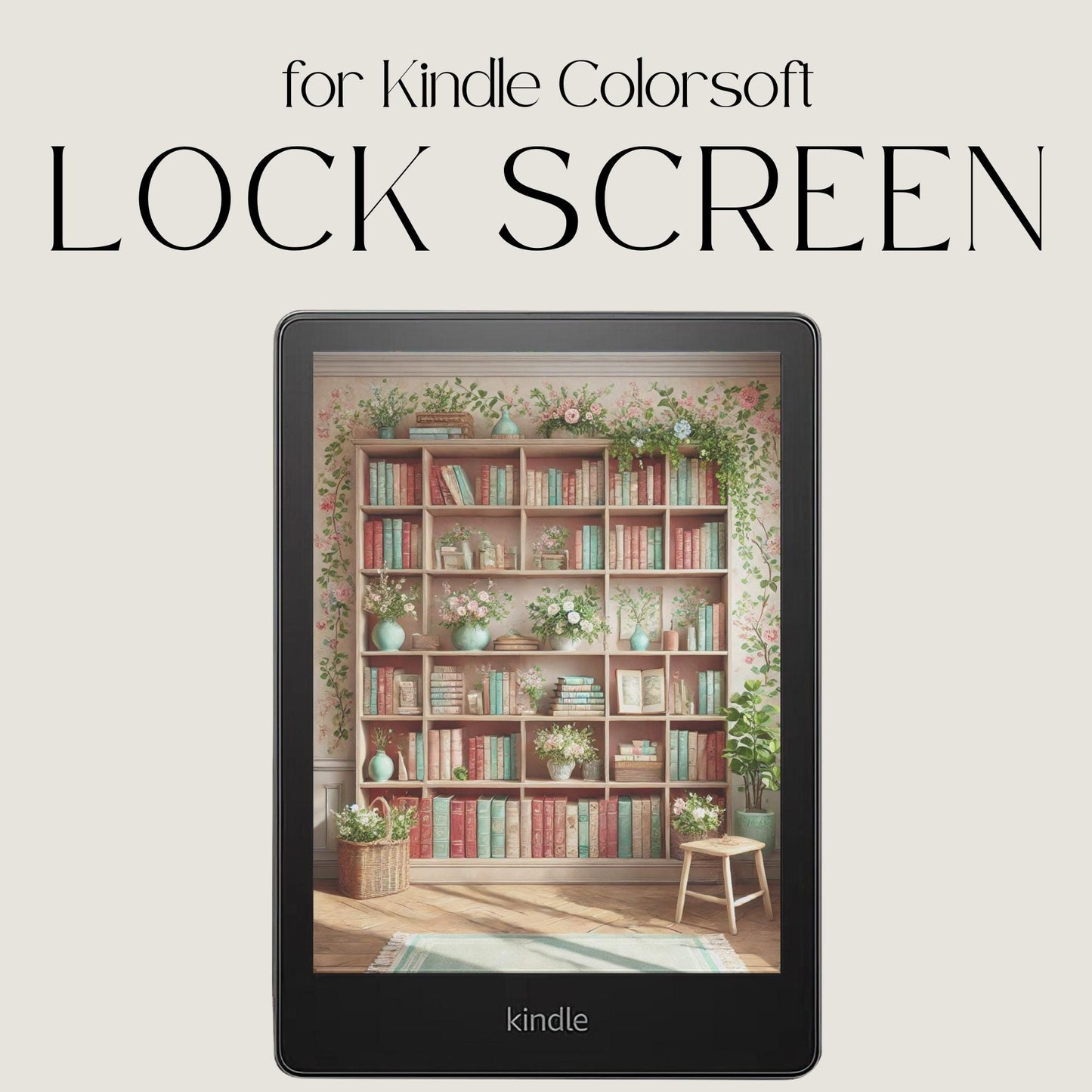 Custom Kindle Lock Screen with Bookcase