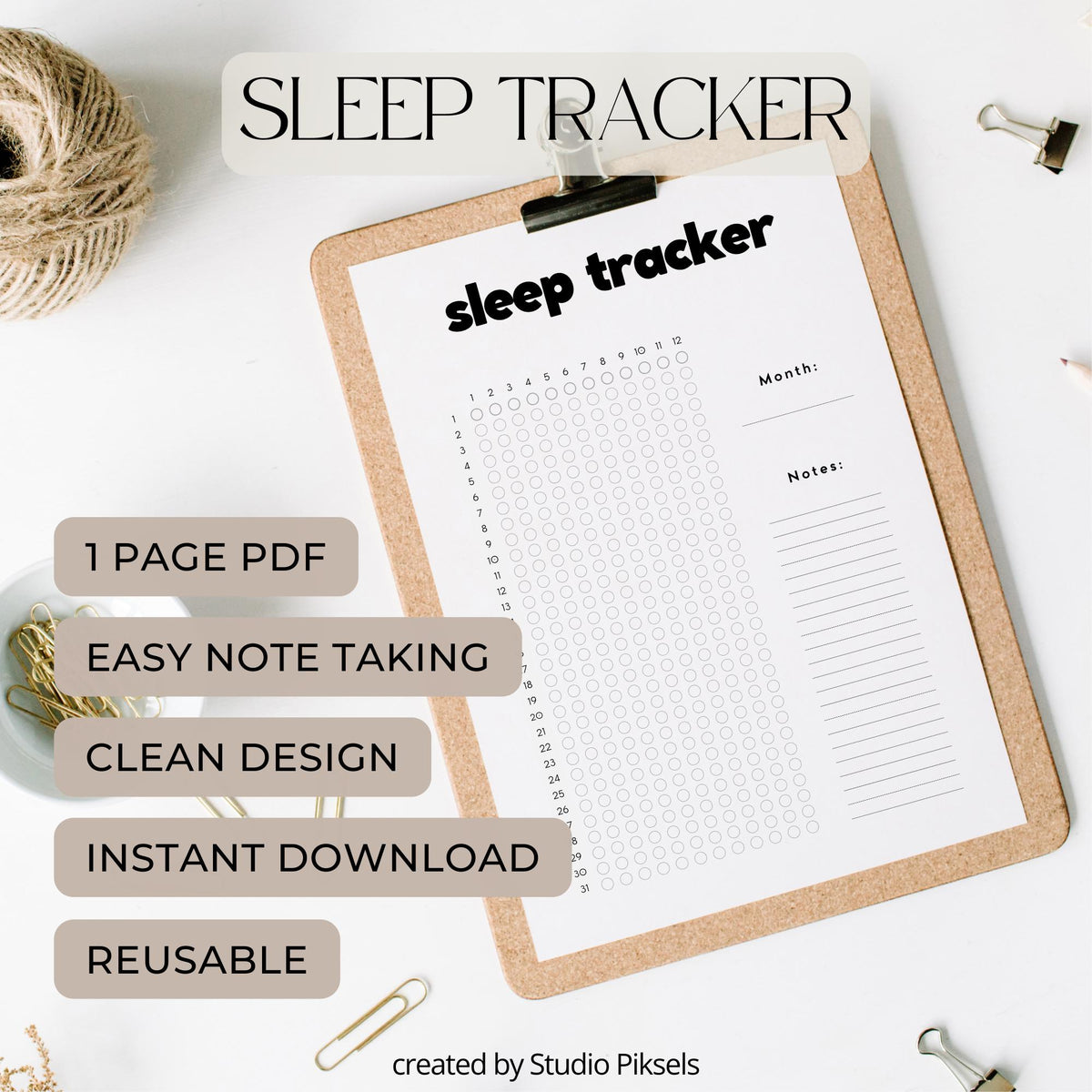 Sleep Tracker Template, Sleep Log